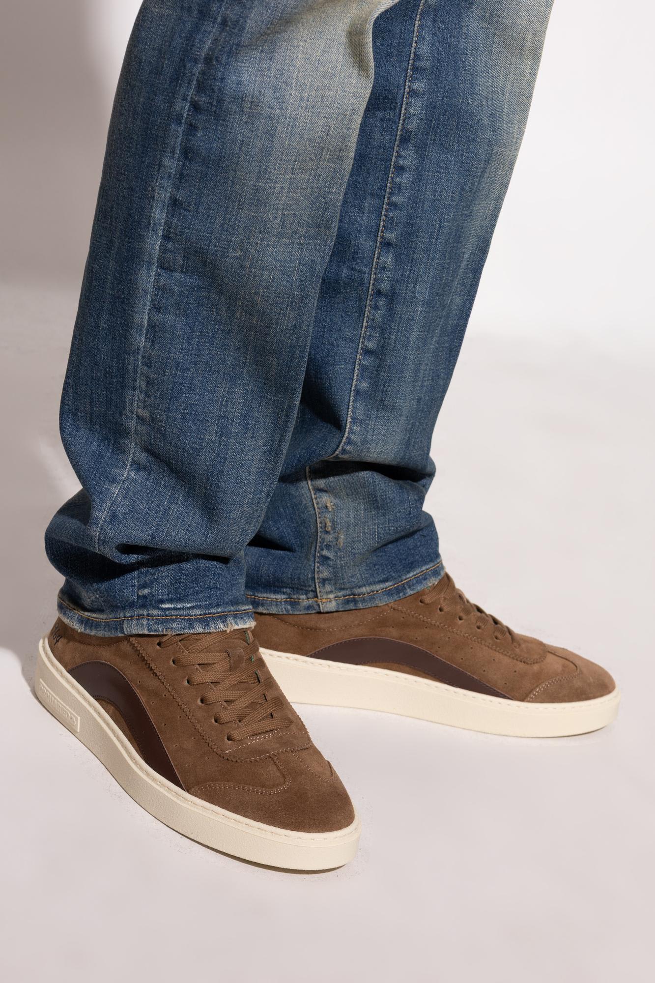 Dsquared2 Laced Sneaker With Patch With Logo In Brown