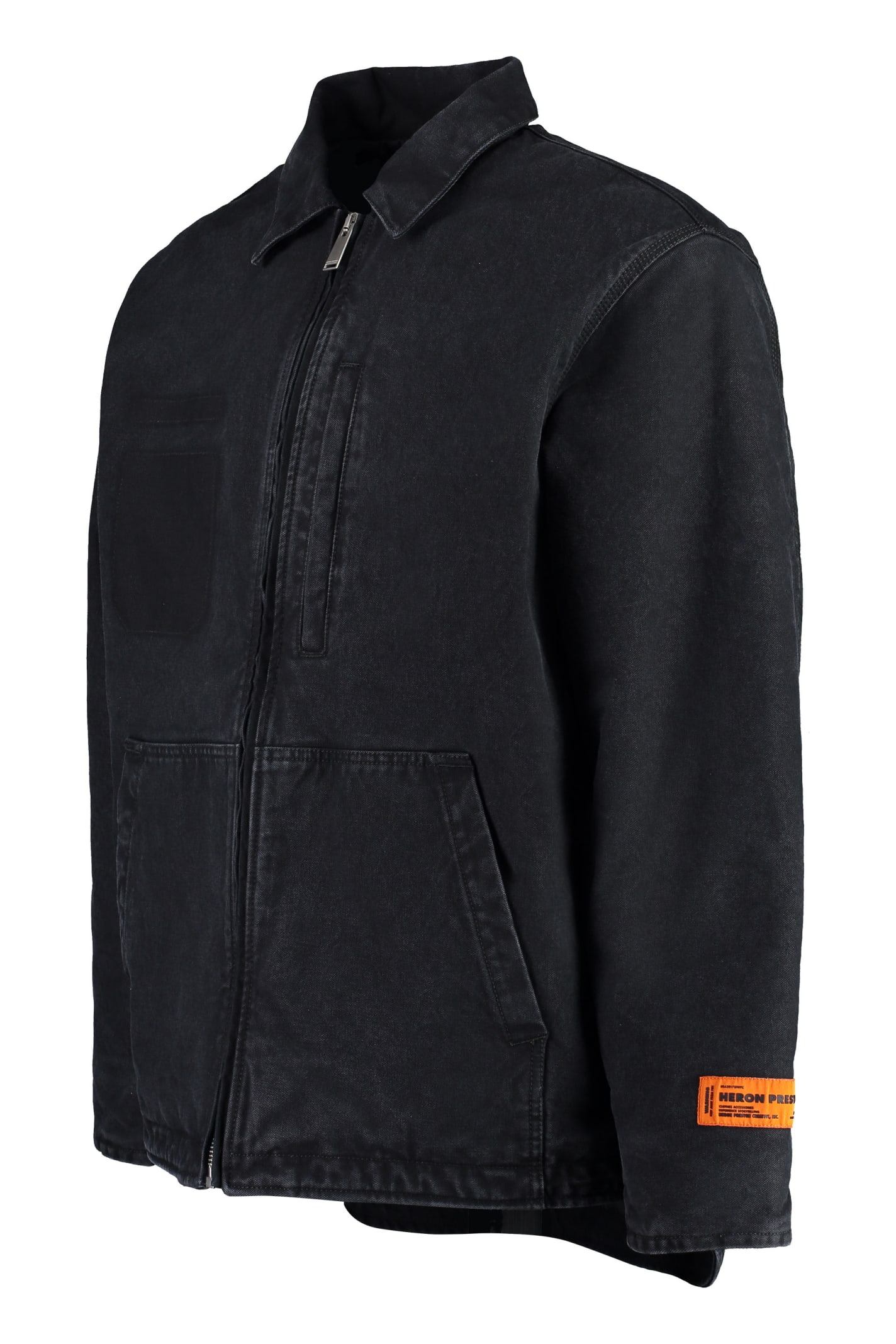 Shop Heron Preston Bleach Wash Denim Jacket In Black