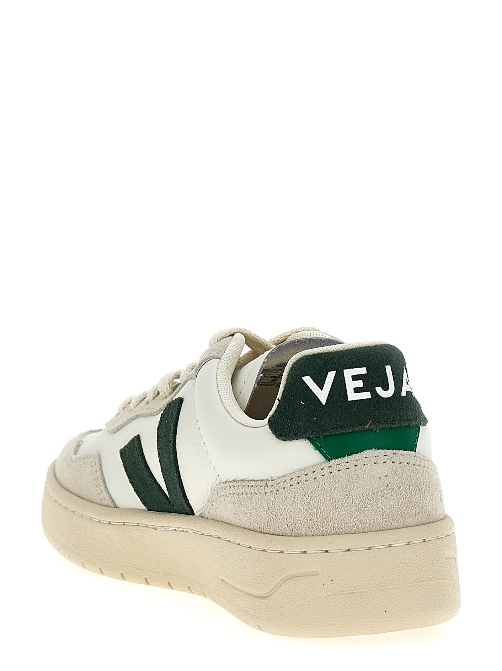 Veja V-90 Bicolor Low-top Sneakers In Green