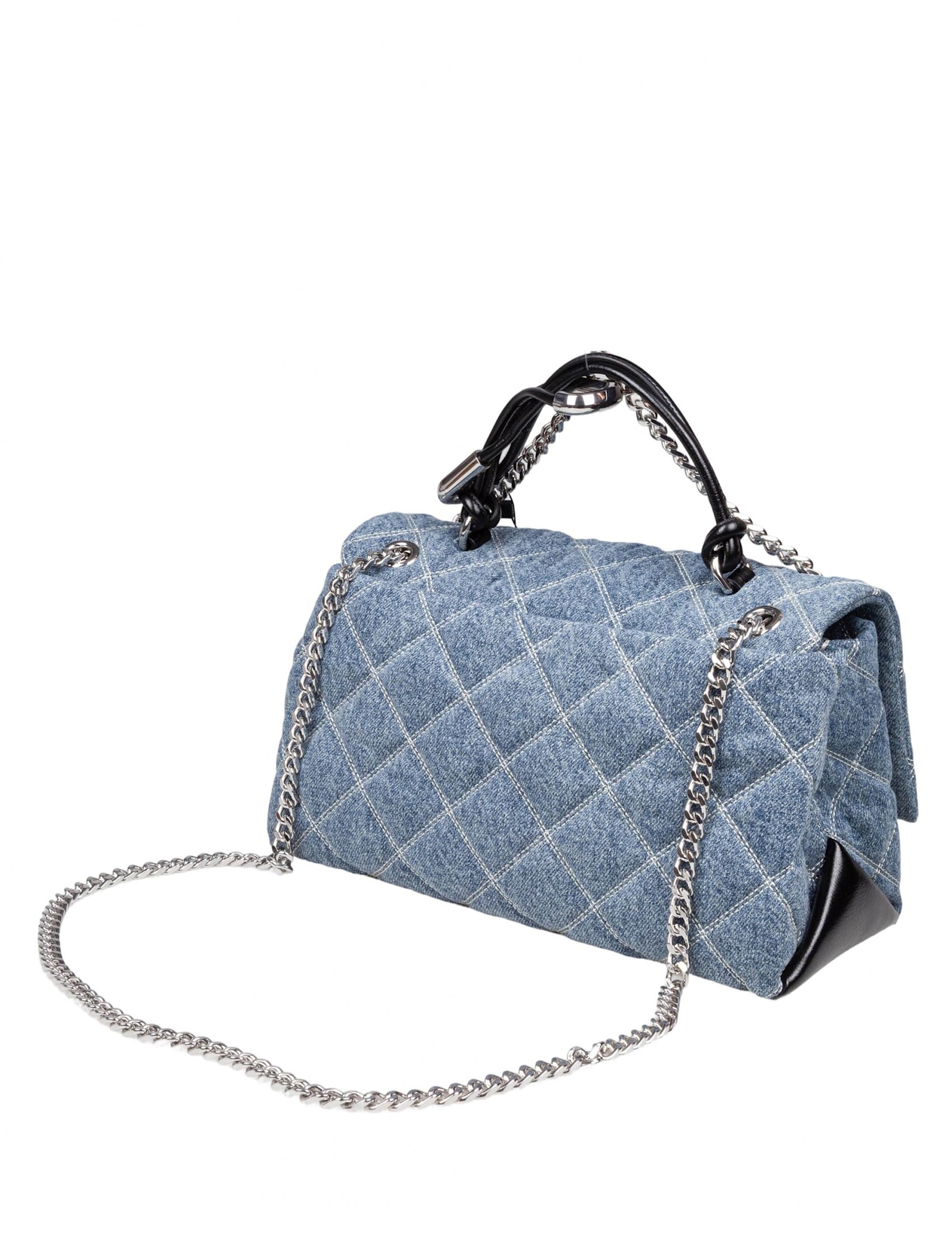 Marc Jacobs Womens Light Wash Indigo The Quilted Dual Convertible Denim Shoulder Bag In Purple