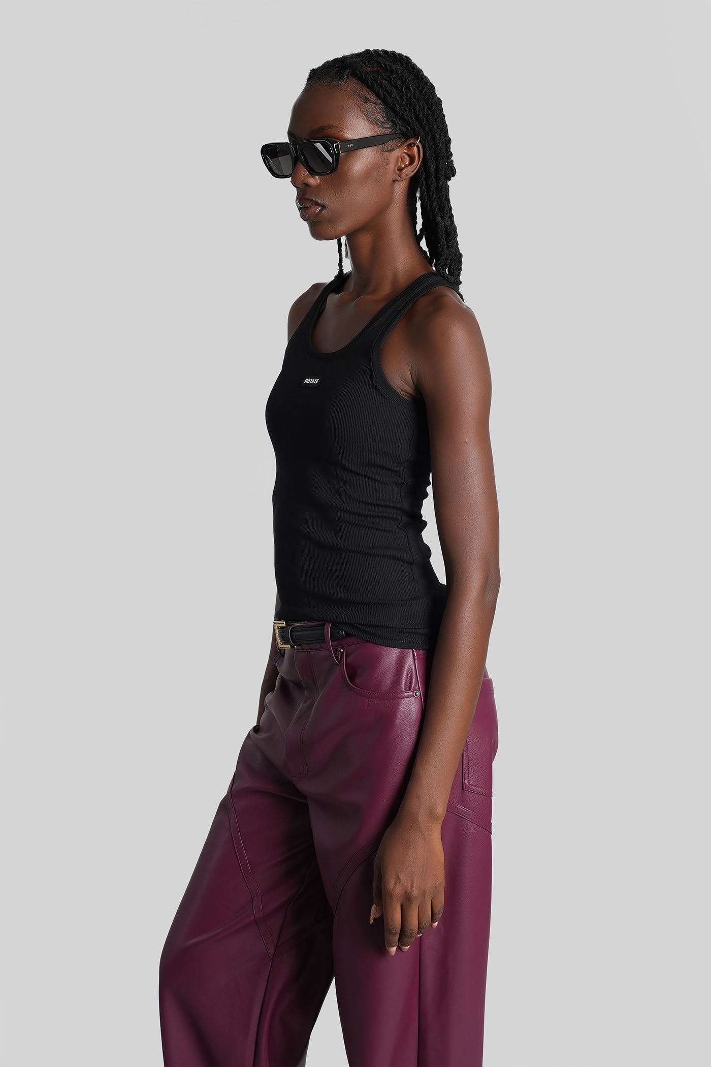 Rotate Birger Christensen Rotate Birgerchristensen Tank Top With Logo In Black