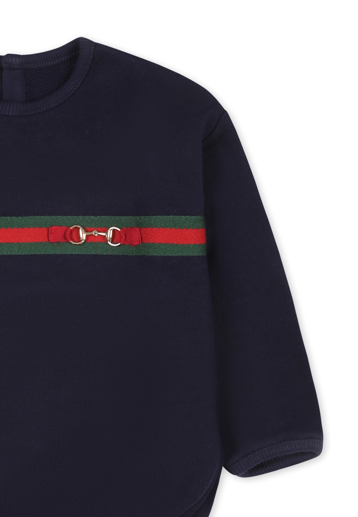 Gucci Blue Sweatshirt For Babykids With Horsebit In Blue