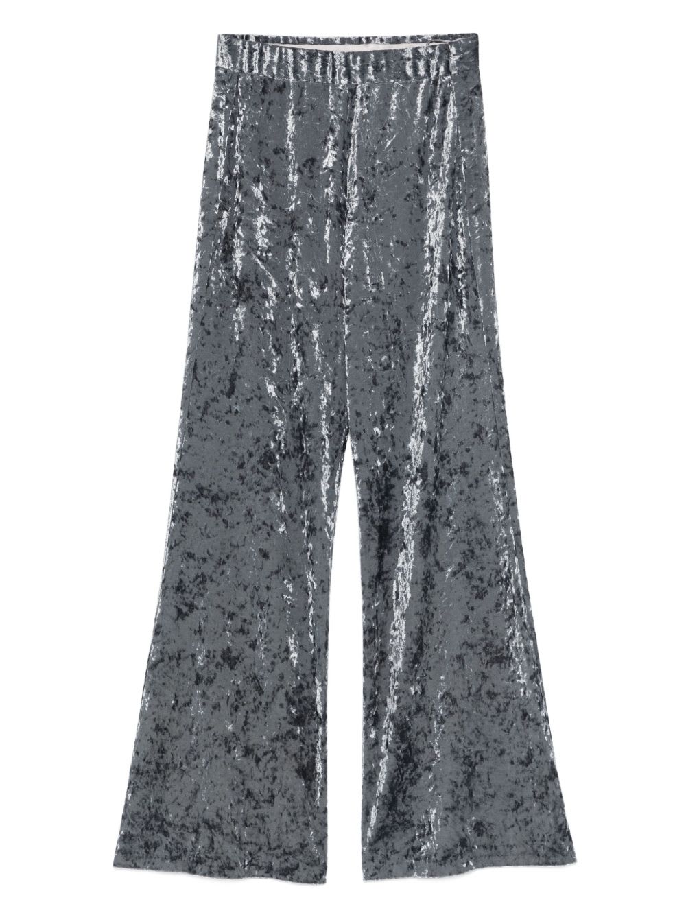 Forte Forte Stretch Velvet Wide Leg Trousers In Gray