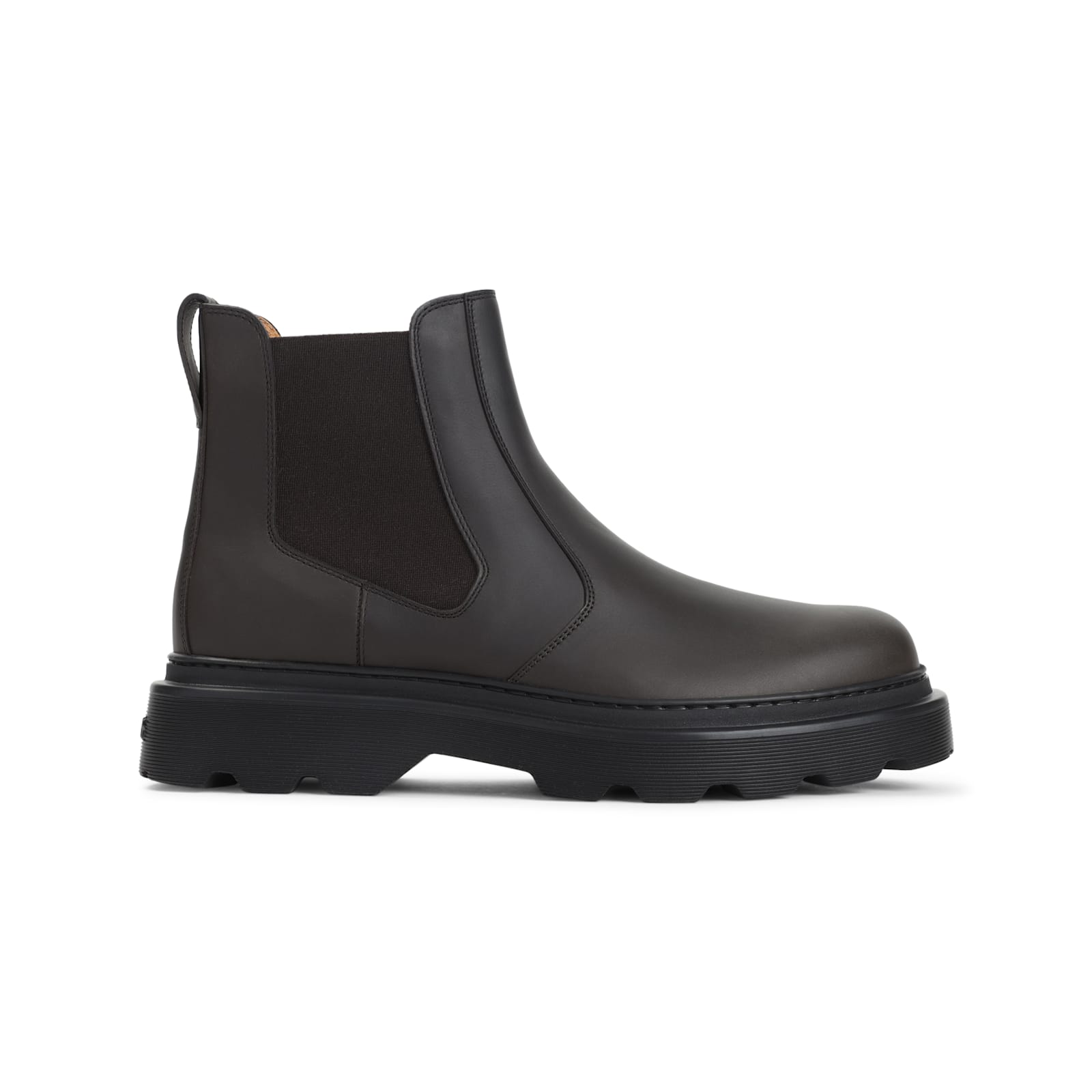 Tod's Dark Brown Leather Ankle Boots In Black