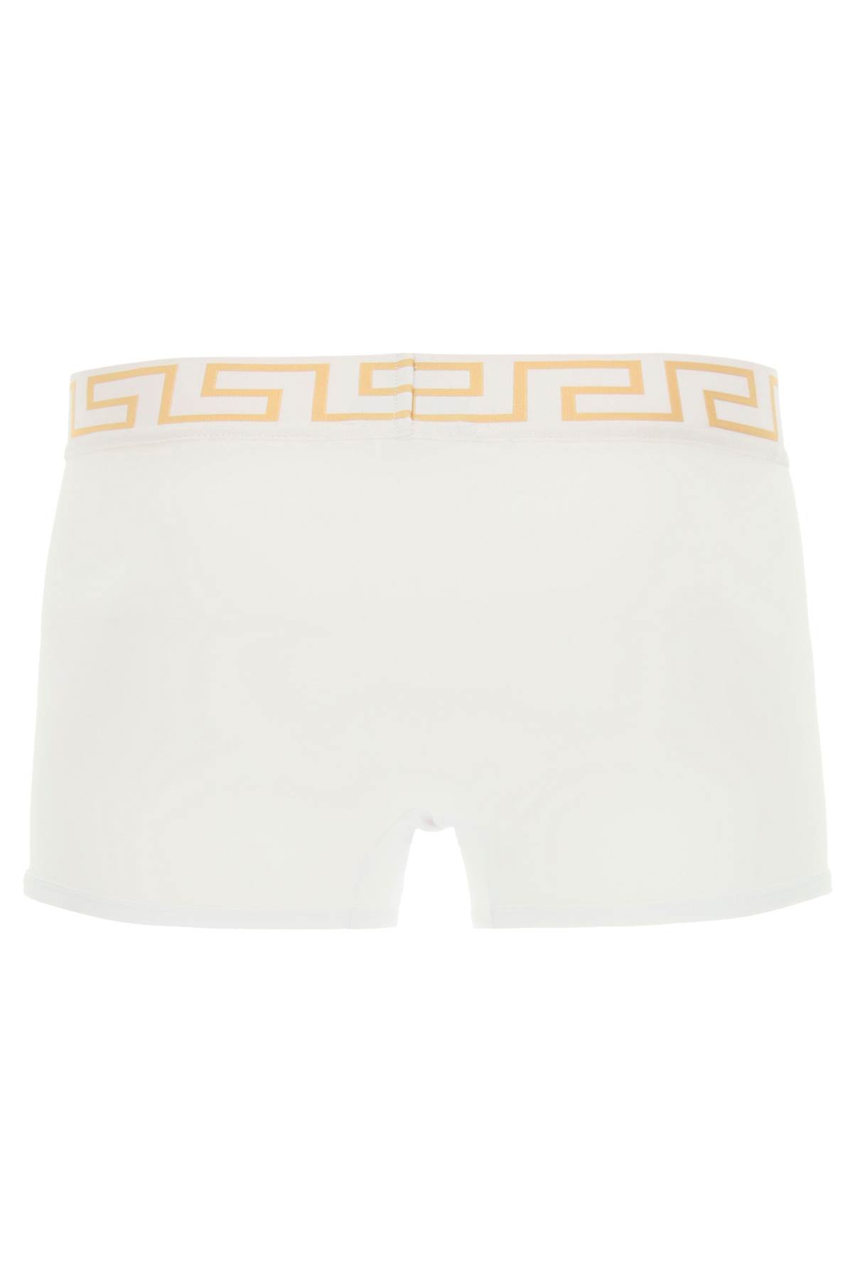 Shop Versace Tri-pack Trunks In White Greek Gold