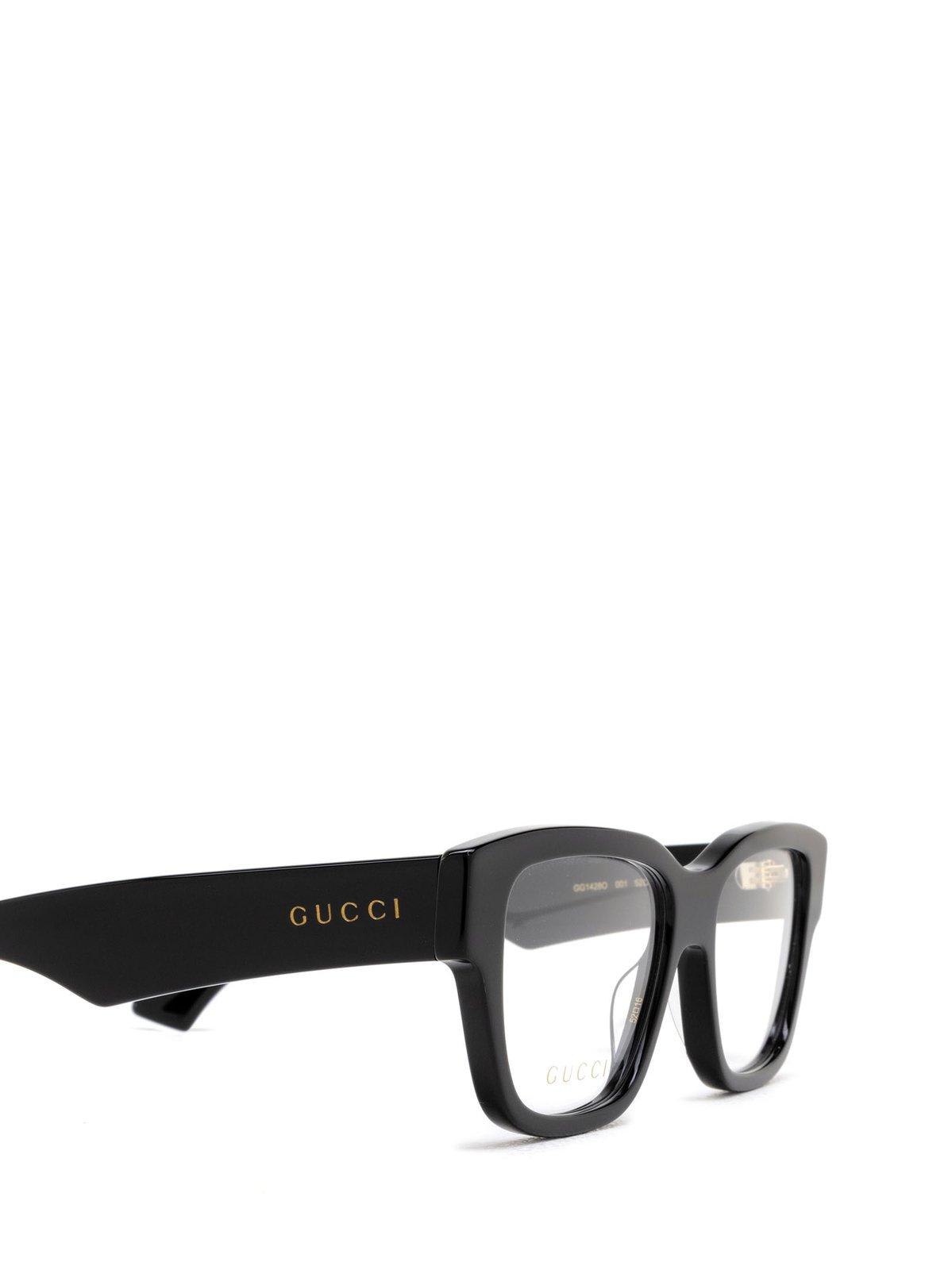 Shop Gucci Rectangle Frame Glasses In 001 Black Black Transpare