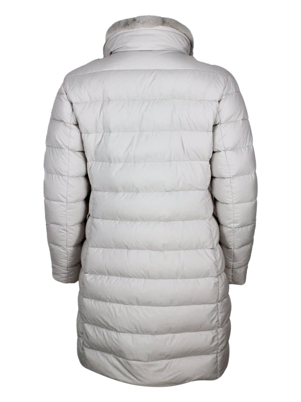 Moorer Double-breasted Down Coat Made Of Wool And Cashmere Padded With Soft Goose Down In White