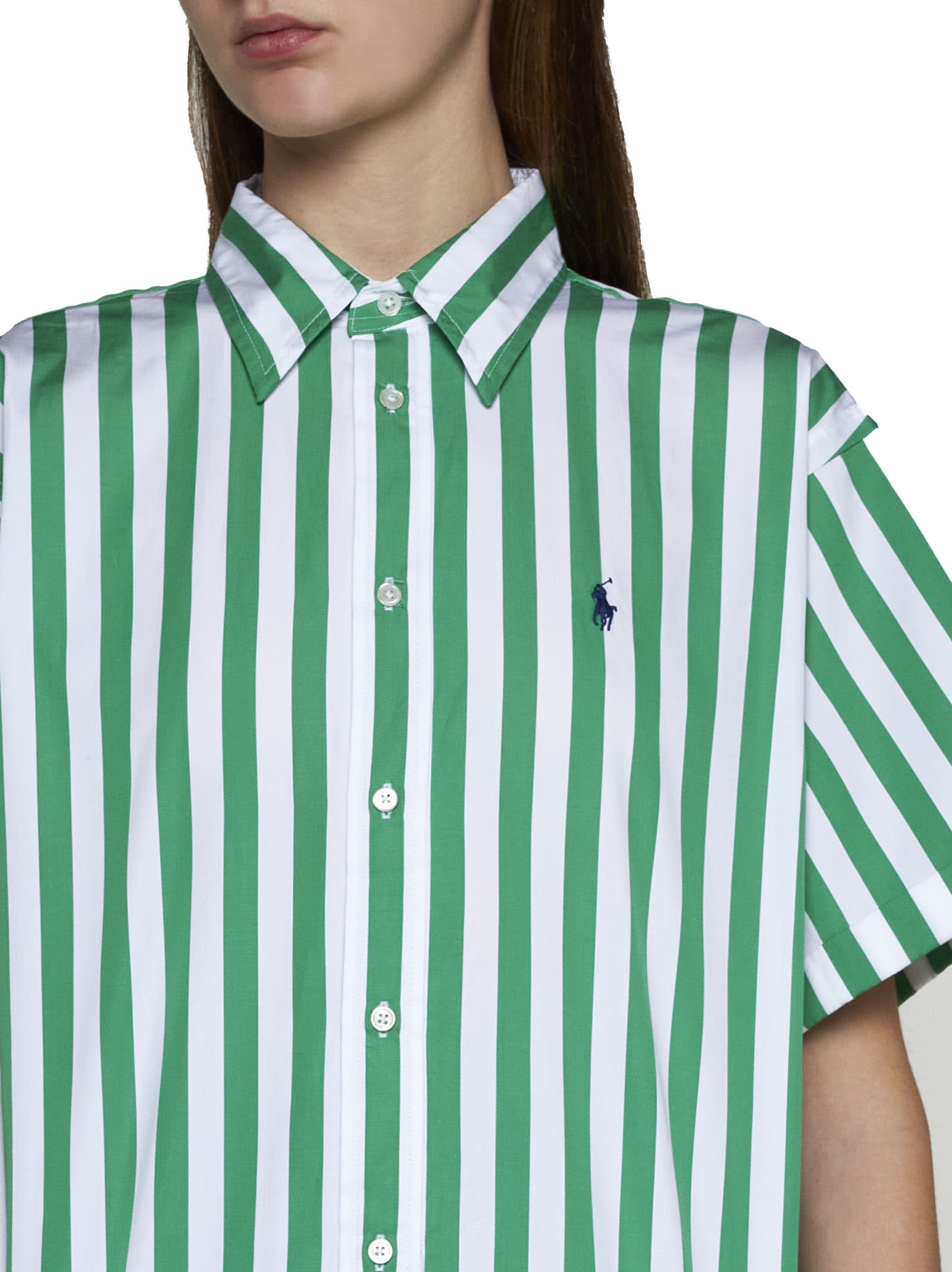 Shop Polo Ralph Lauren Shirt In Green/white