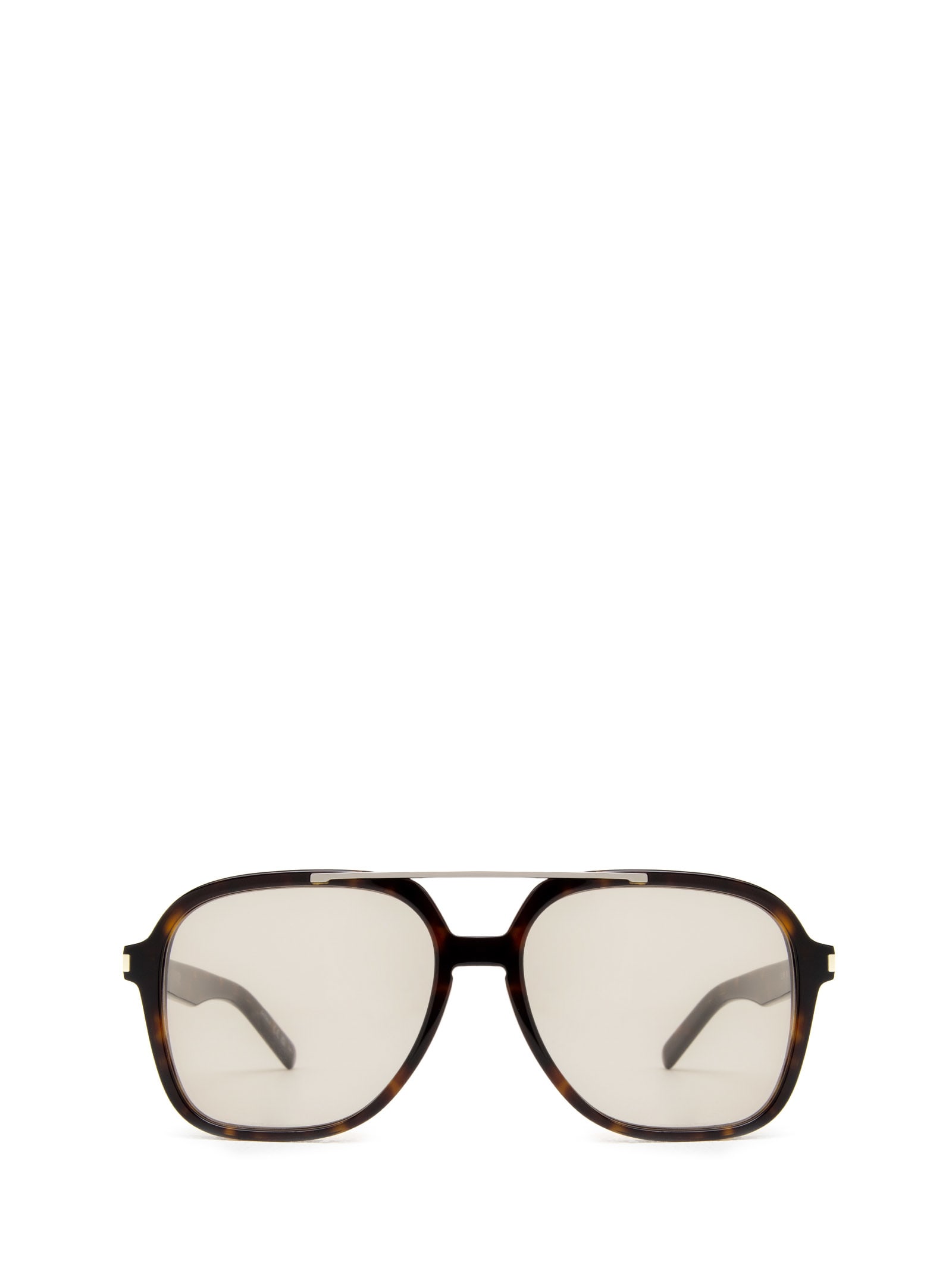 Saint Laurent Eyewear Rectangular Frame Sunglasses In Havana
