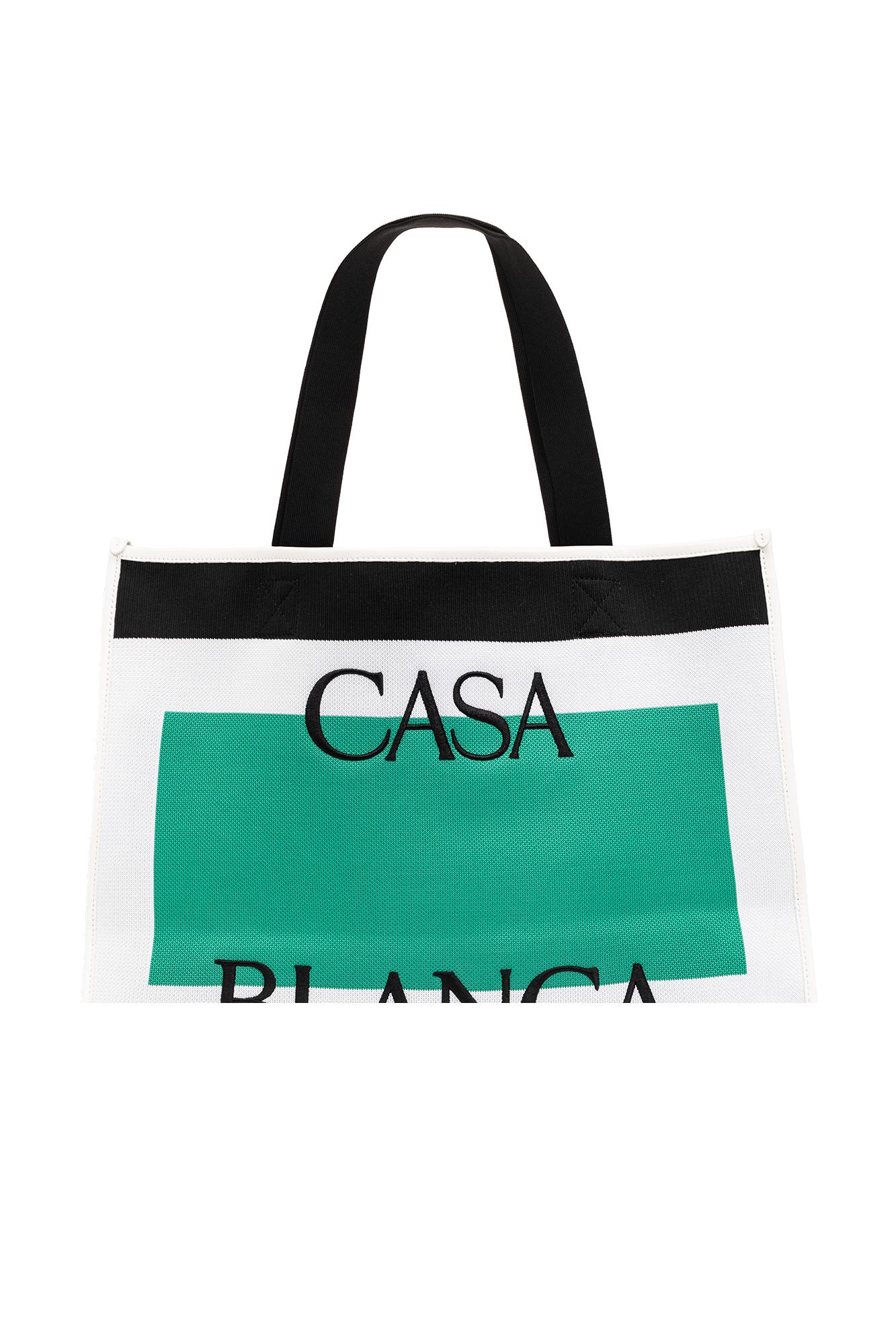 Shop Casablanca Shopper Bag In White/ Green