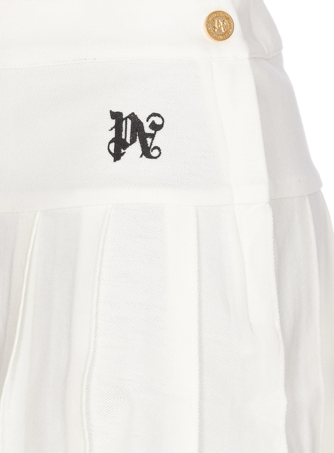 Shop Palm Angels Monogram Embroidered Pleated Mini Skirt In White