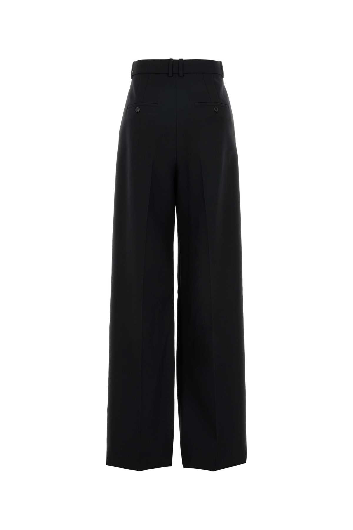 Saint Laurent Wool Trousers With Wide Leg And Pleats In Black