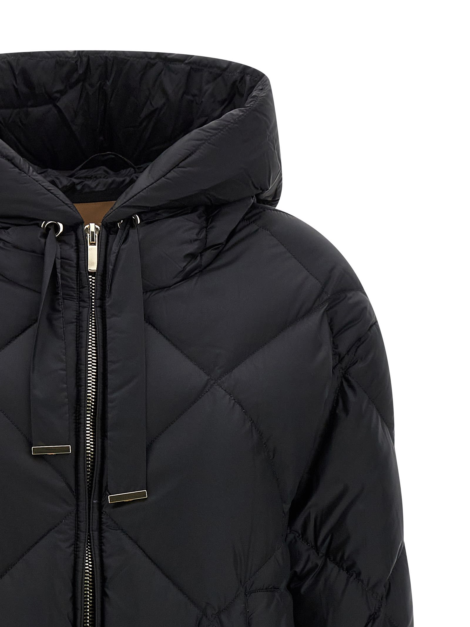 Max Mara The Cube Trefe Nylon Long Jacket In Black