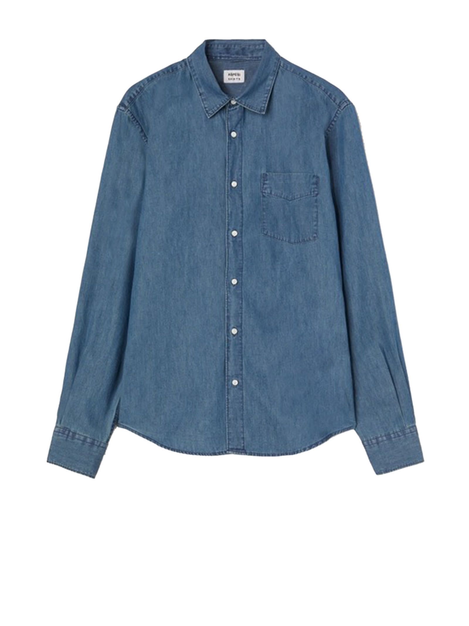 Aspesi Pocket Detail Denim Shirt In Blu