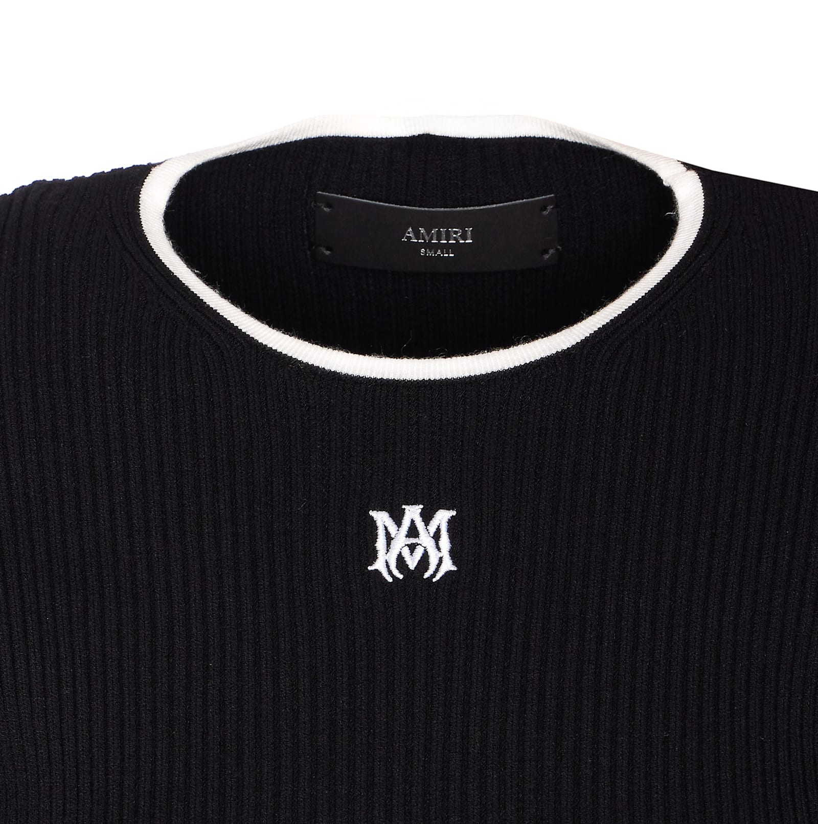 Amiri Ribbed Texture Crop Top With Contrast Trim