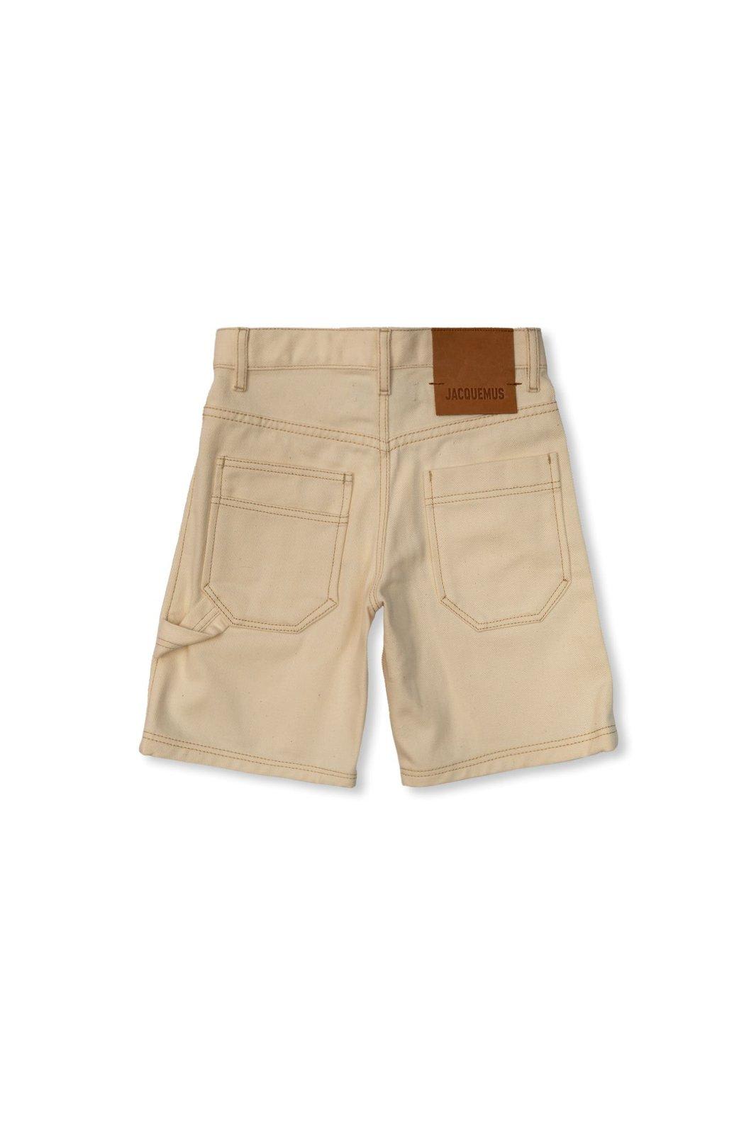 Shop Jacquemus Lenfant Contrast Stitched Shorts In White