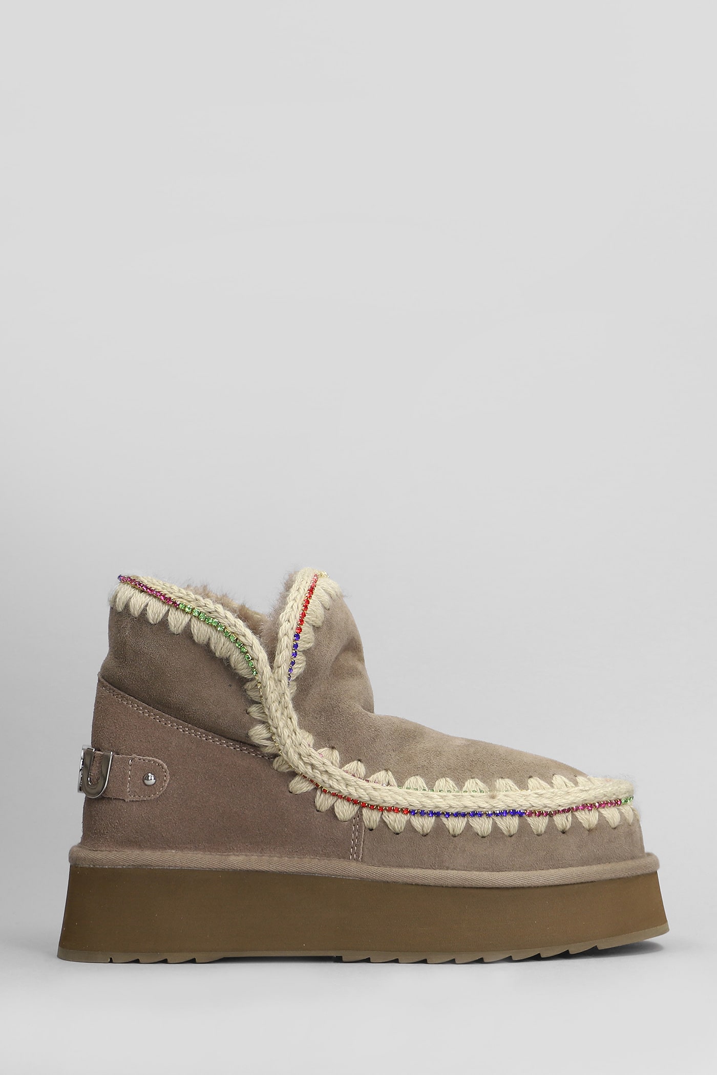 Eskimo 18 Ankle Boots Inside Wedge In Grey Suede