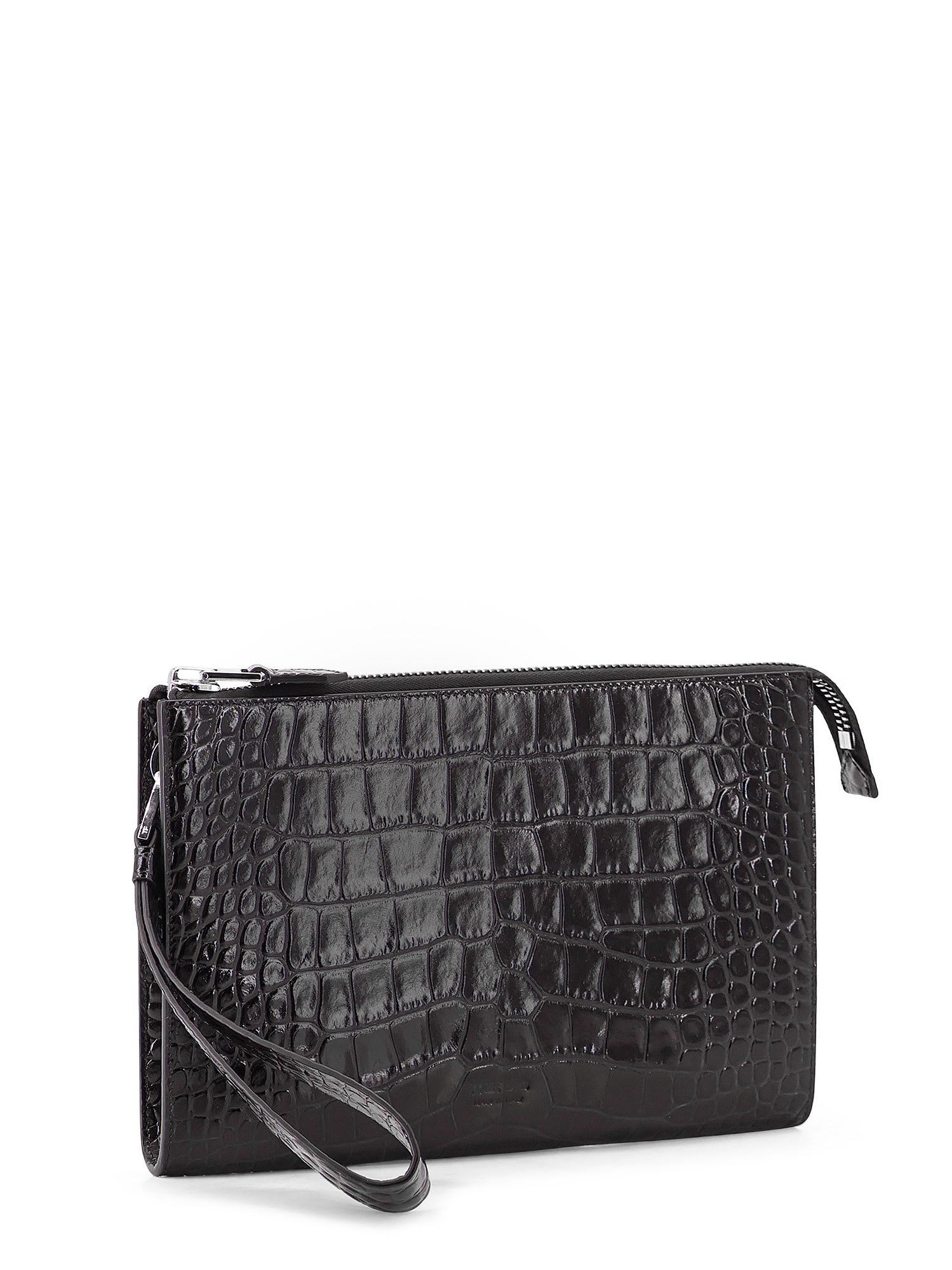 Tom Ford Rectangular Crocodile Texture Clutch Bag In Black