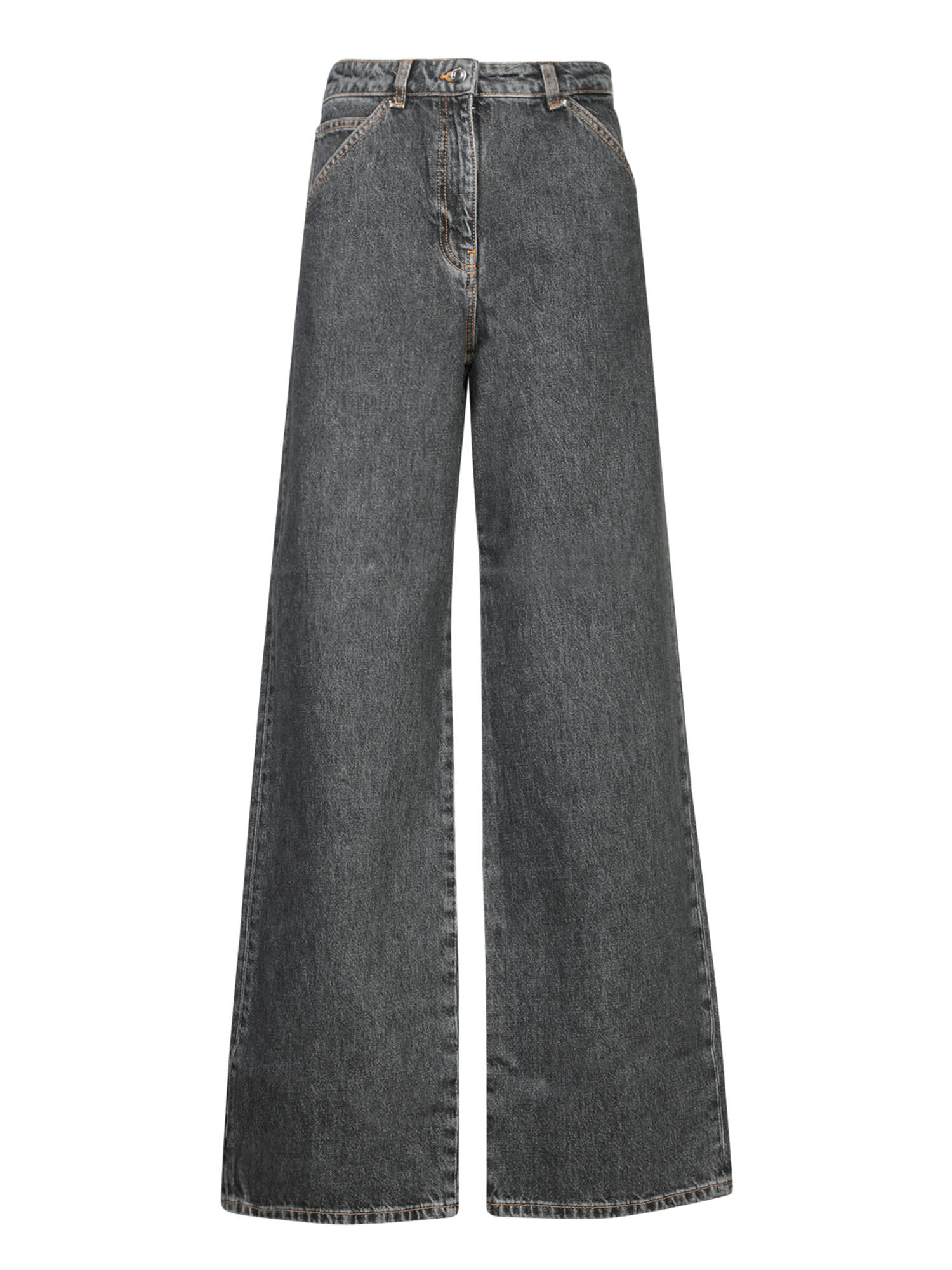 Wide Leg Jeans In Black Stone