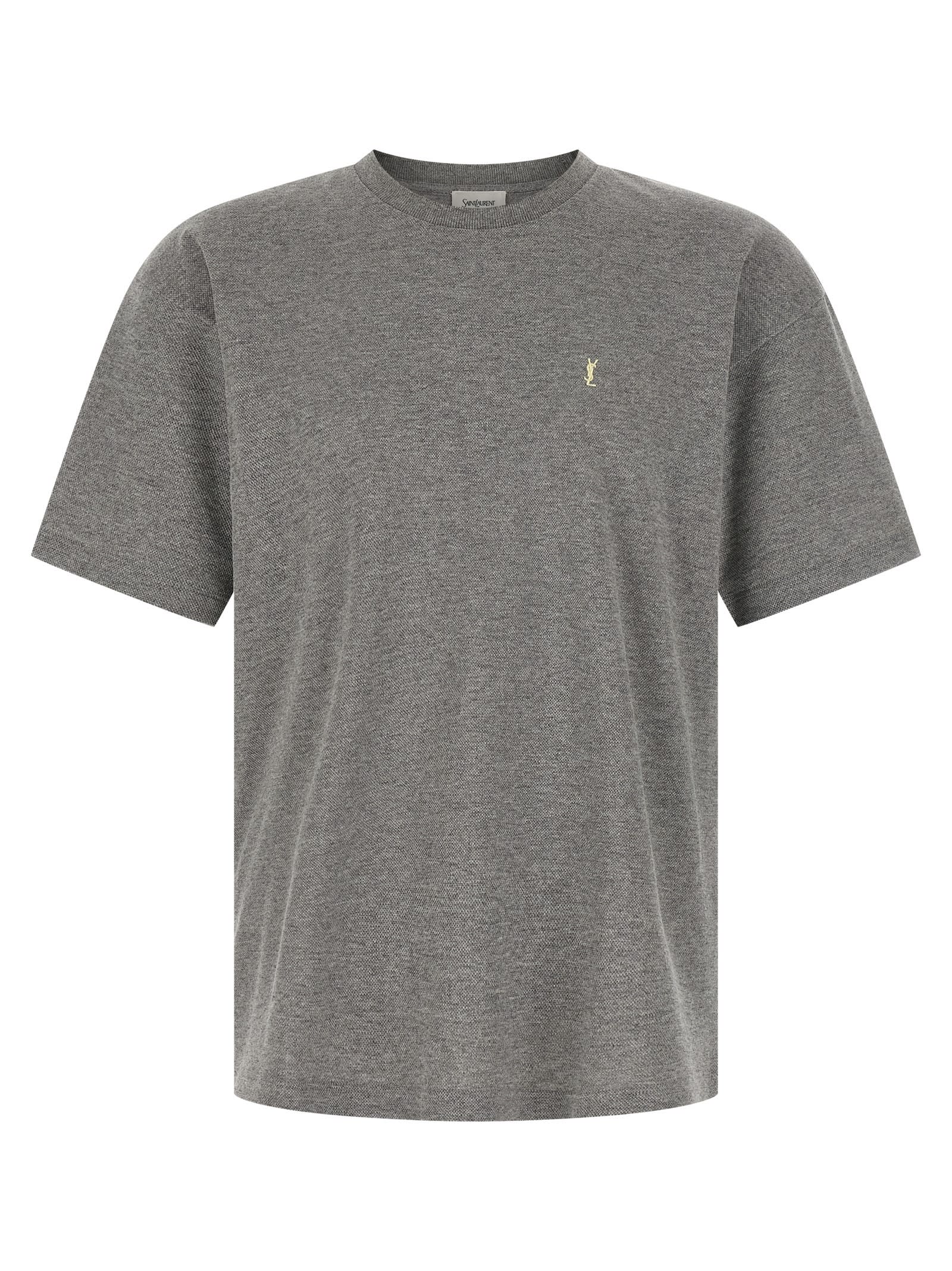 Saint Laurent Cassandre T-shirt In Gray