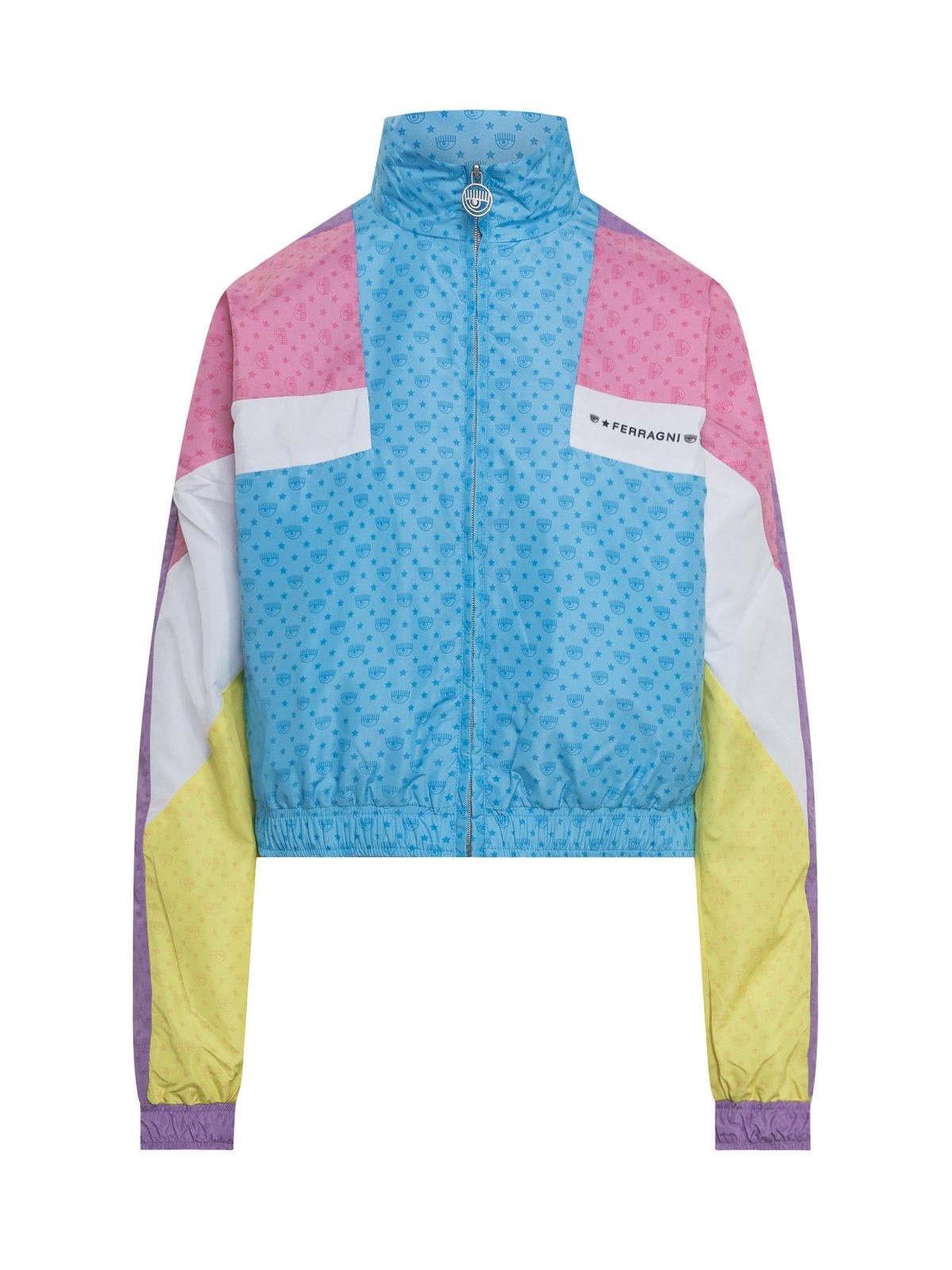 CHIARA FERRAGNI COLOUR-BLOCK ZIPPED BOMBER JACKET