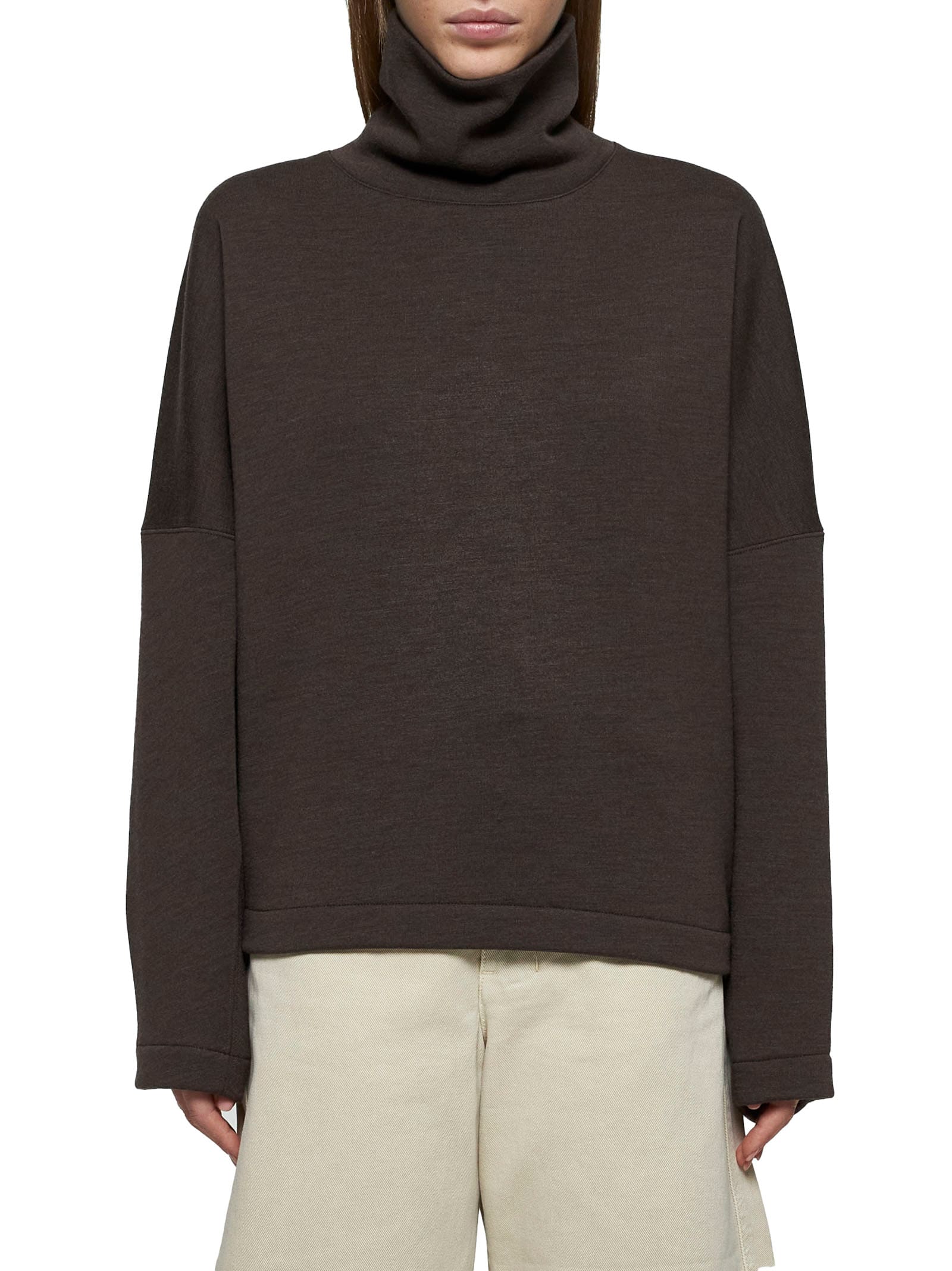 Shop Lemaire Sweater In Dark Brown Melange