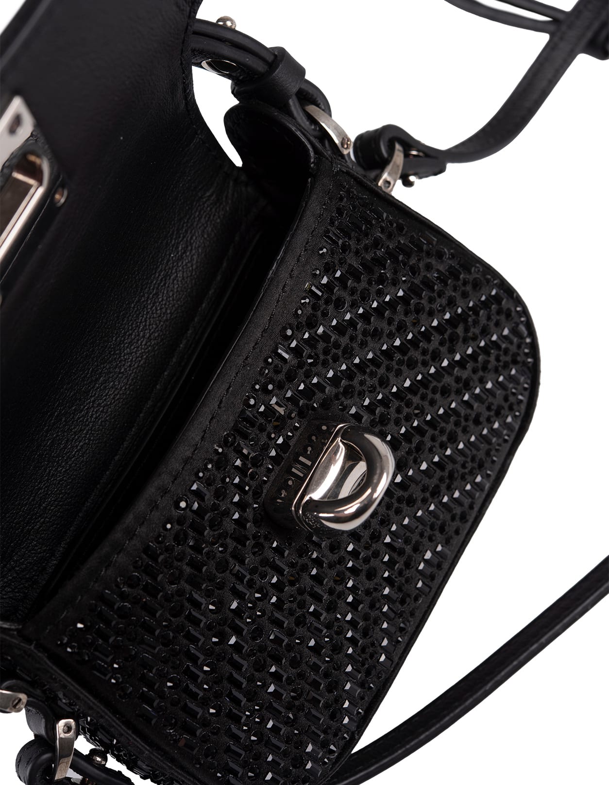 Shop Ermanno Scervino Black Mini Mini Audrey Bag With Crystals