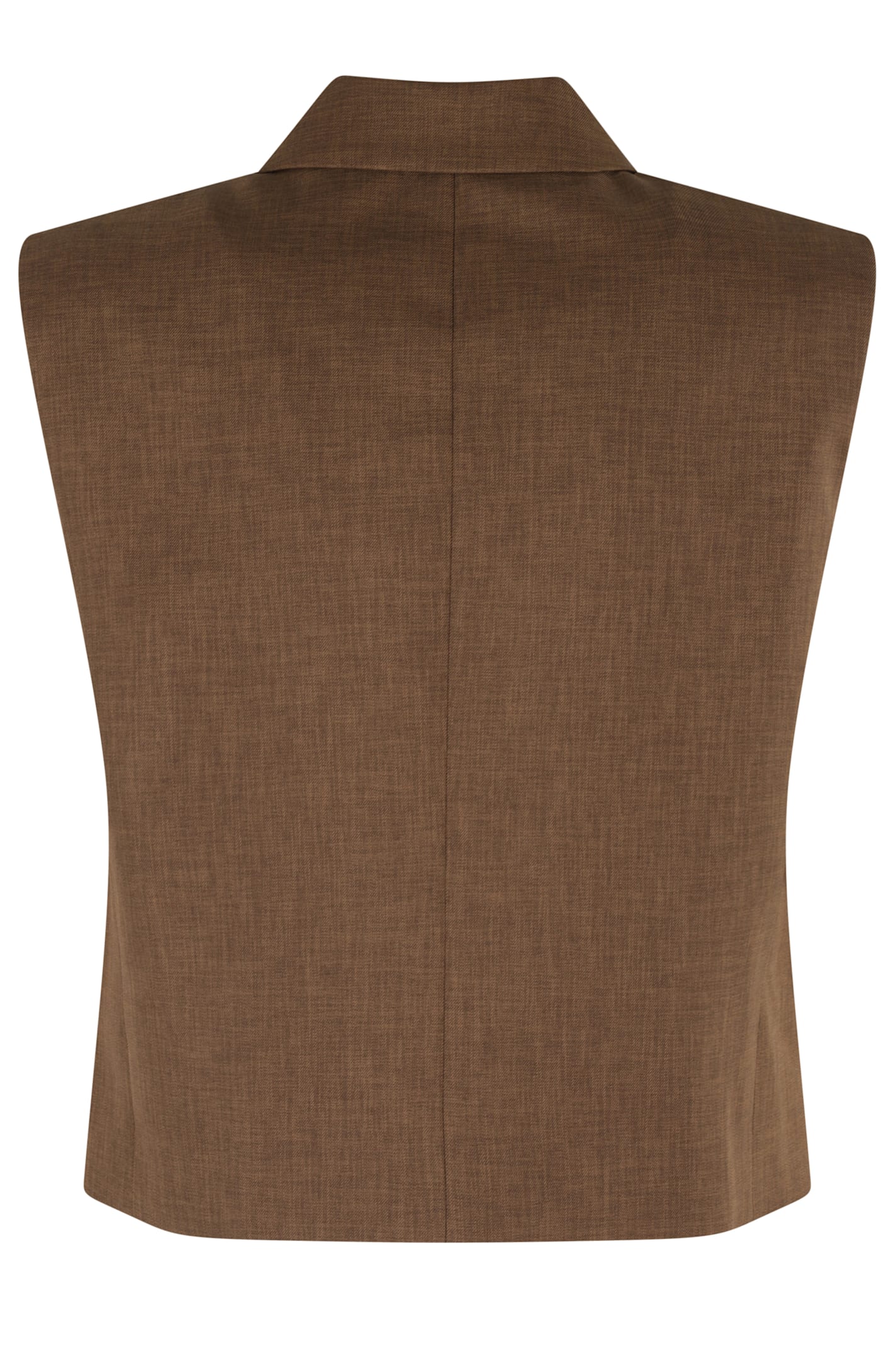 Theory City Twill Peak Double-breasted Vest In Brown