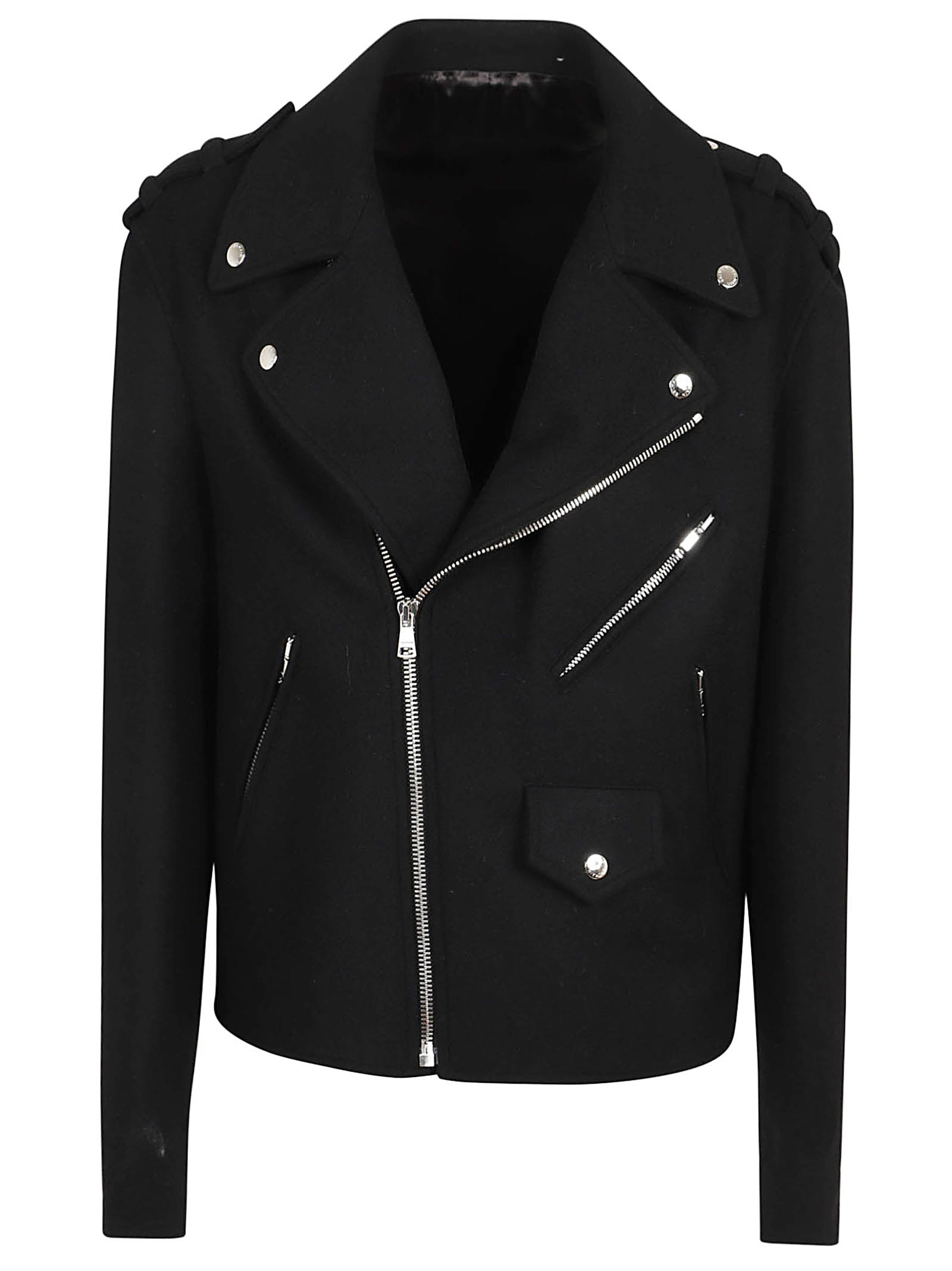 Shop Balmain Felted Wool Peacoat In Pa Noir