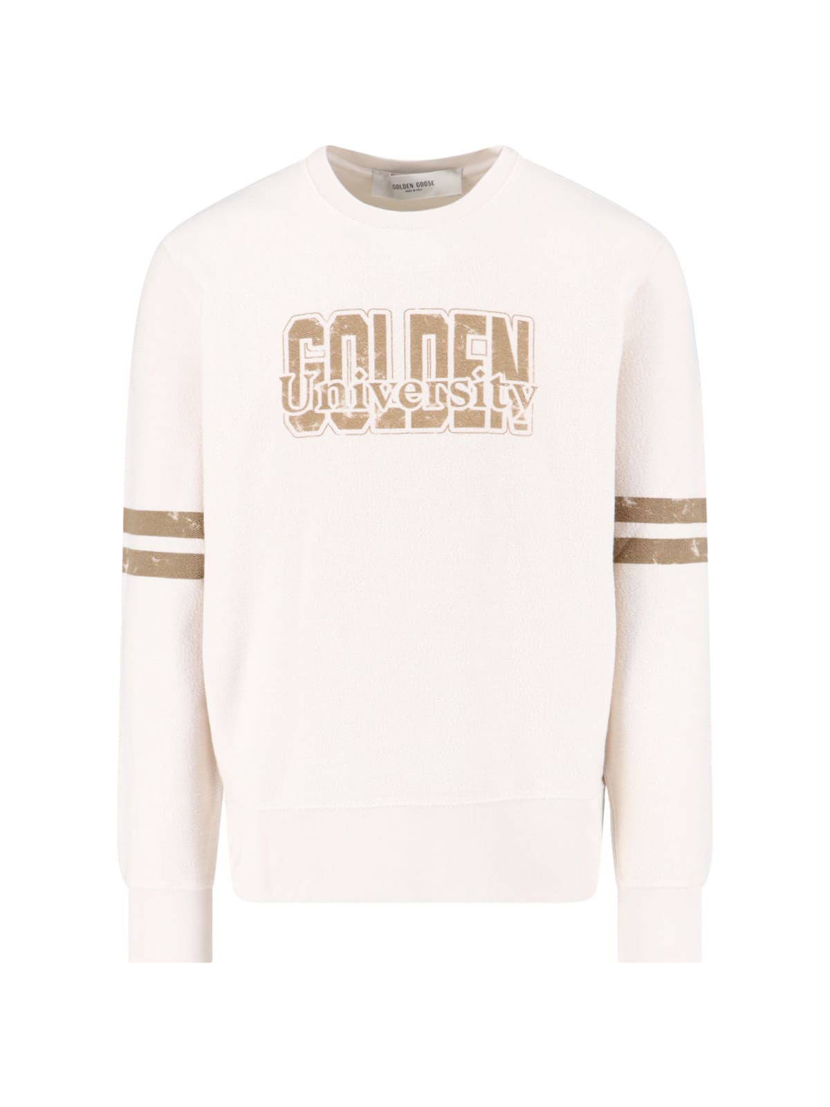 Golden Goose Ivory Cotton Sweatshirt With Contrasting Logo In White