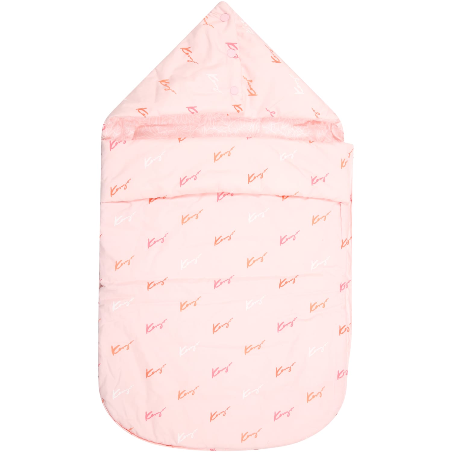 Kenzo Kids Pink Sleeping Bag For Baby Girl With All-over Logo