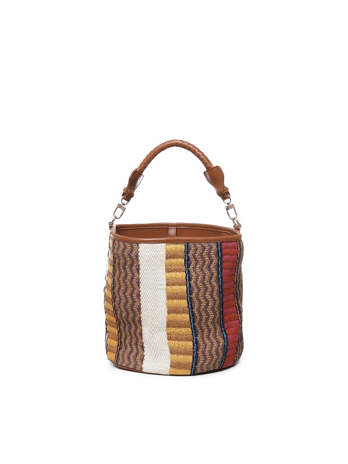 V73 Parrot Raffia Bucket Bag In Multicolour
