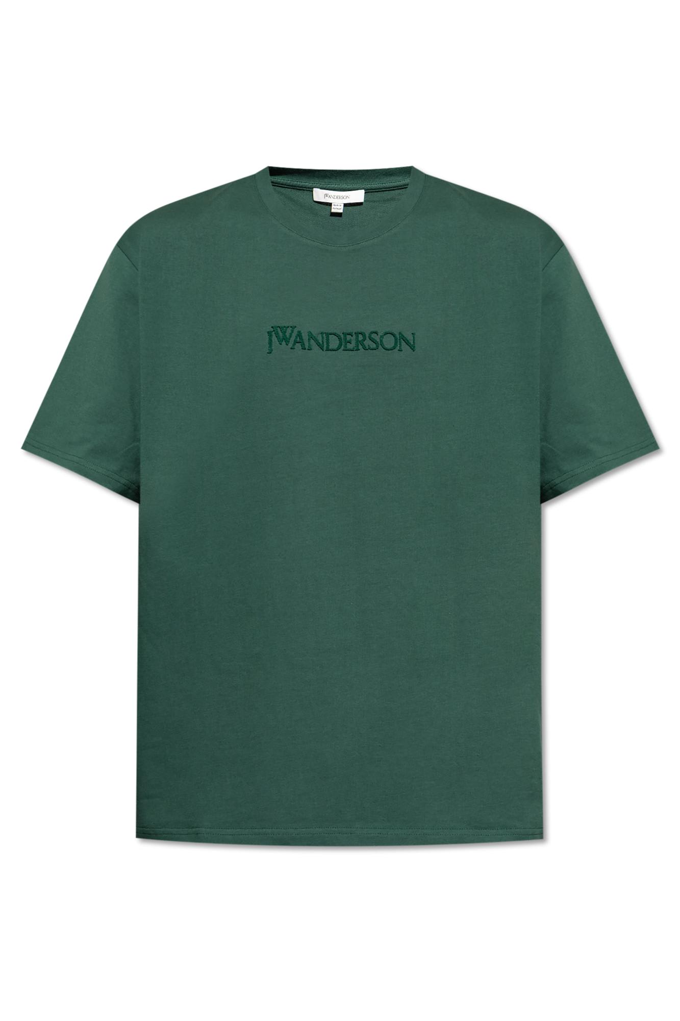 Jw Anderson J. W. Anderson Embroidered Logo T-shirt With Classic Crew Neckline In Green