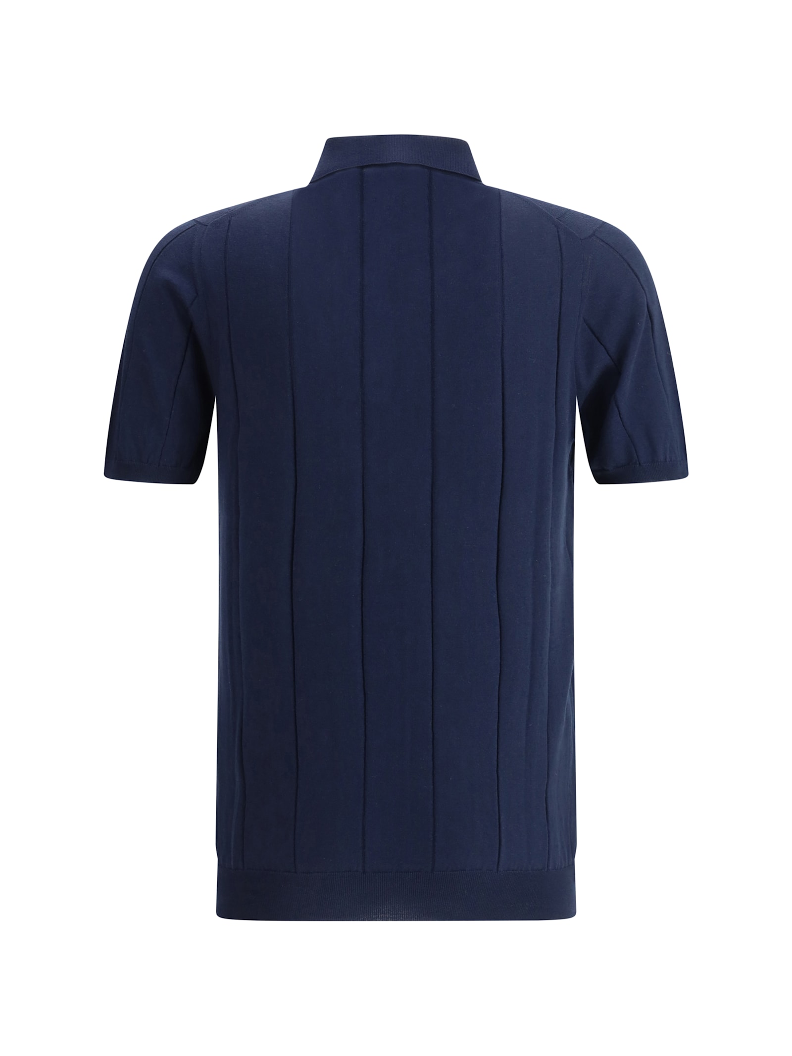 Shop Kiton Ribbed Polo Shirt In Blu Scuro