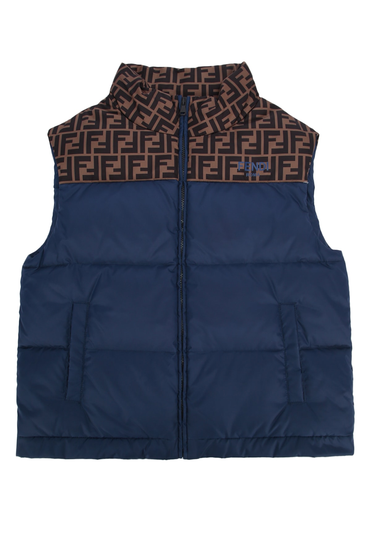 Fendi Kids Ff Logo Detailed Padded Gilet In Yale