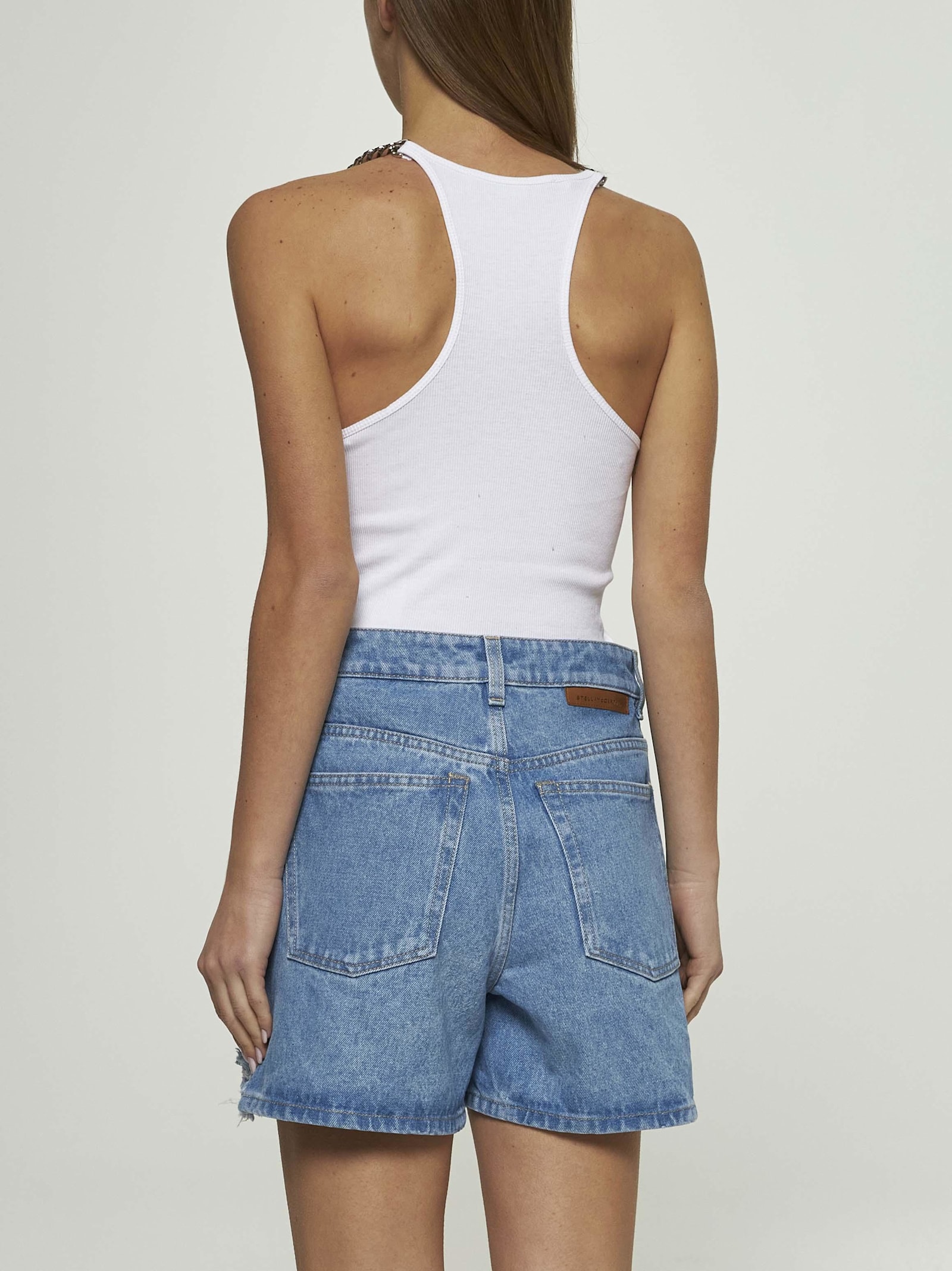 Stella Mccartney Light Blue Bouclé Denim Shorts In Light Blue