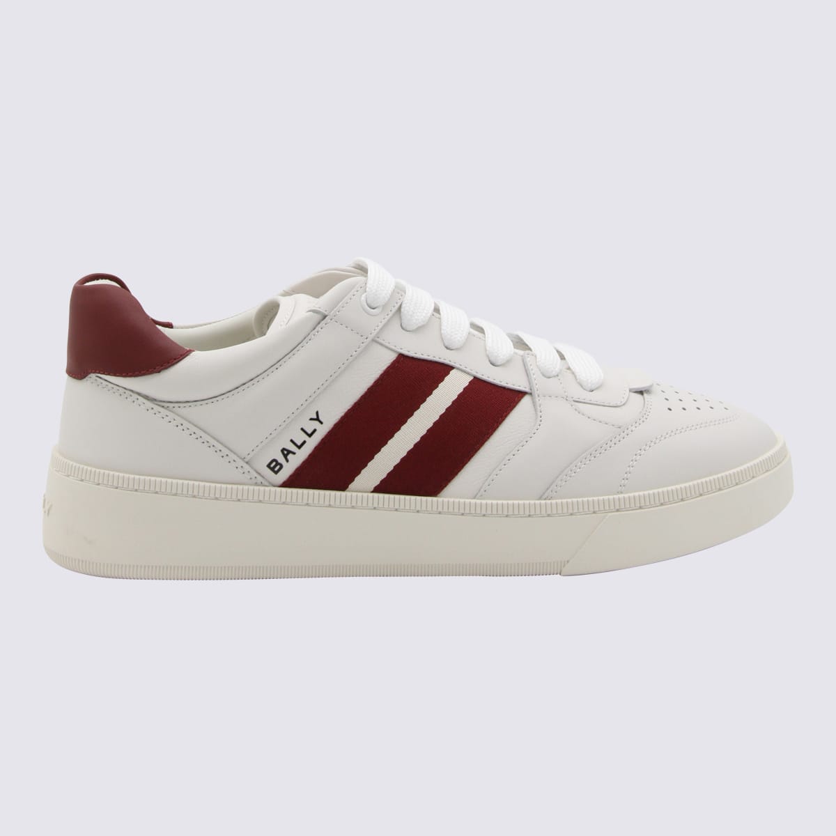 Bally White And Red Leather Sneakers In White/red