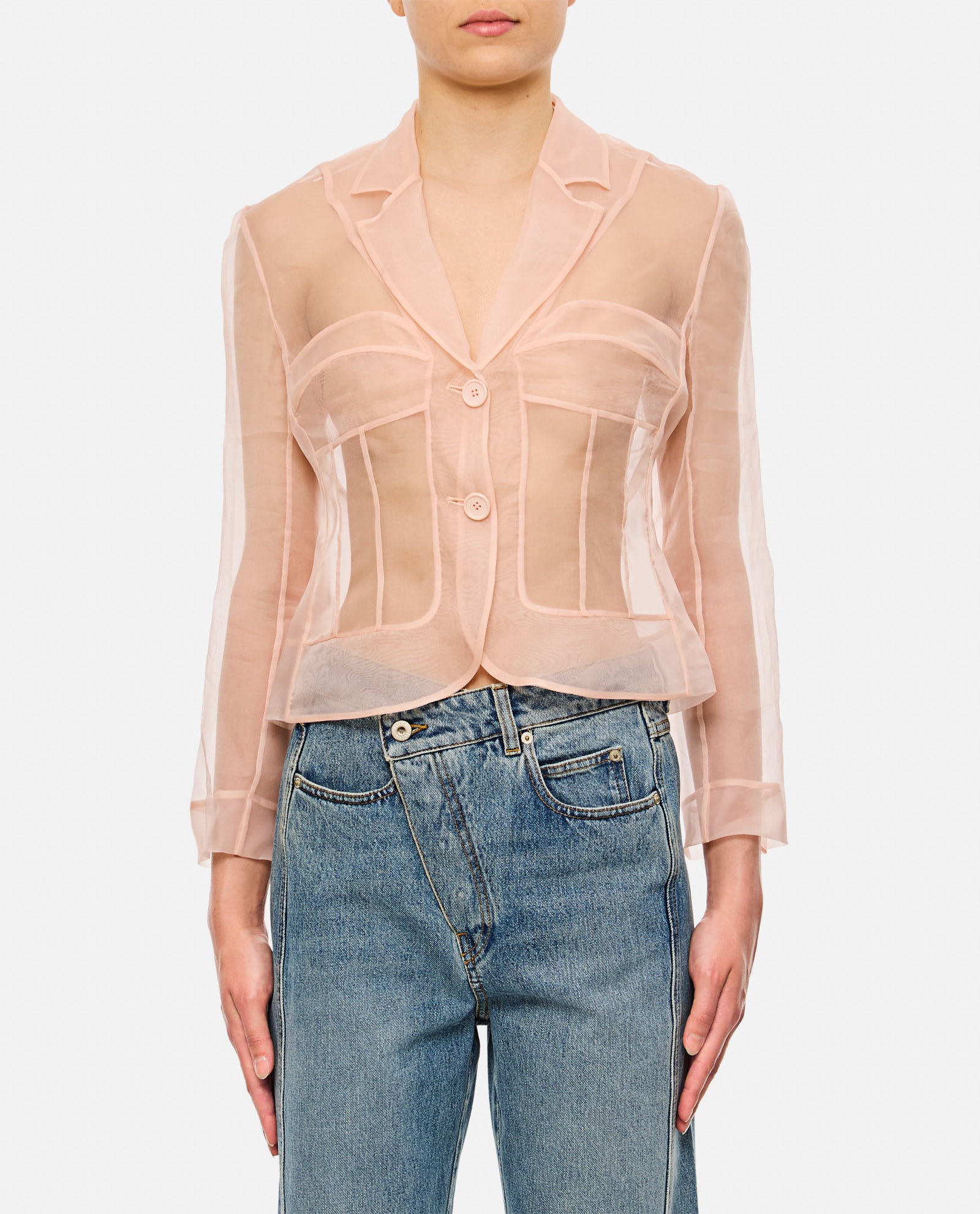 Shop Simone Rocha Fitted Bust Detail Jacket In Pink