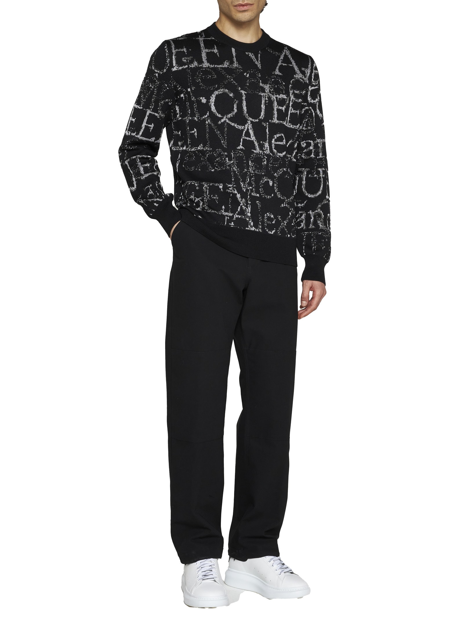 Alexander Mcqueen Organic Cotton Trousers In Black