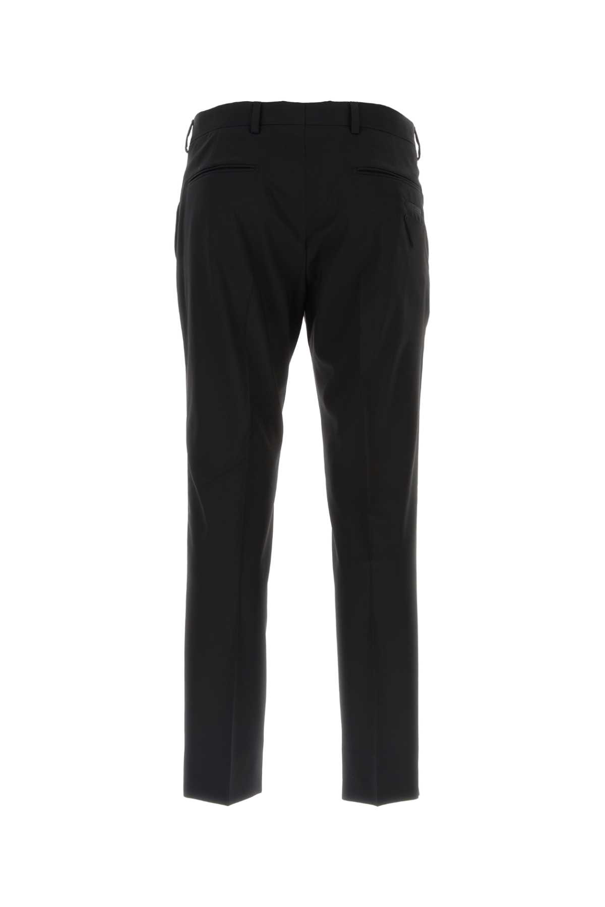 Prada Wool Stretch Pant With Pockets And Loops In Nero