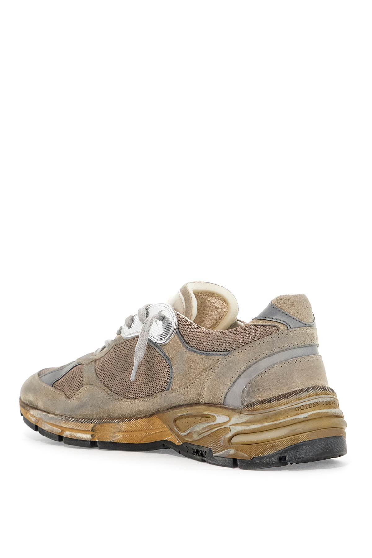 Shop Golden Goose Dad-star Sneakers In Taupe/silver/white (grey)