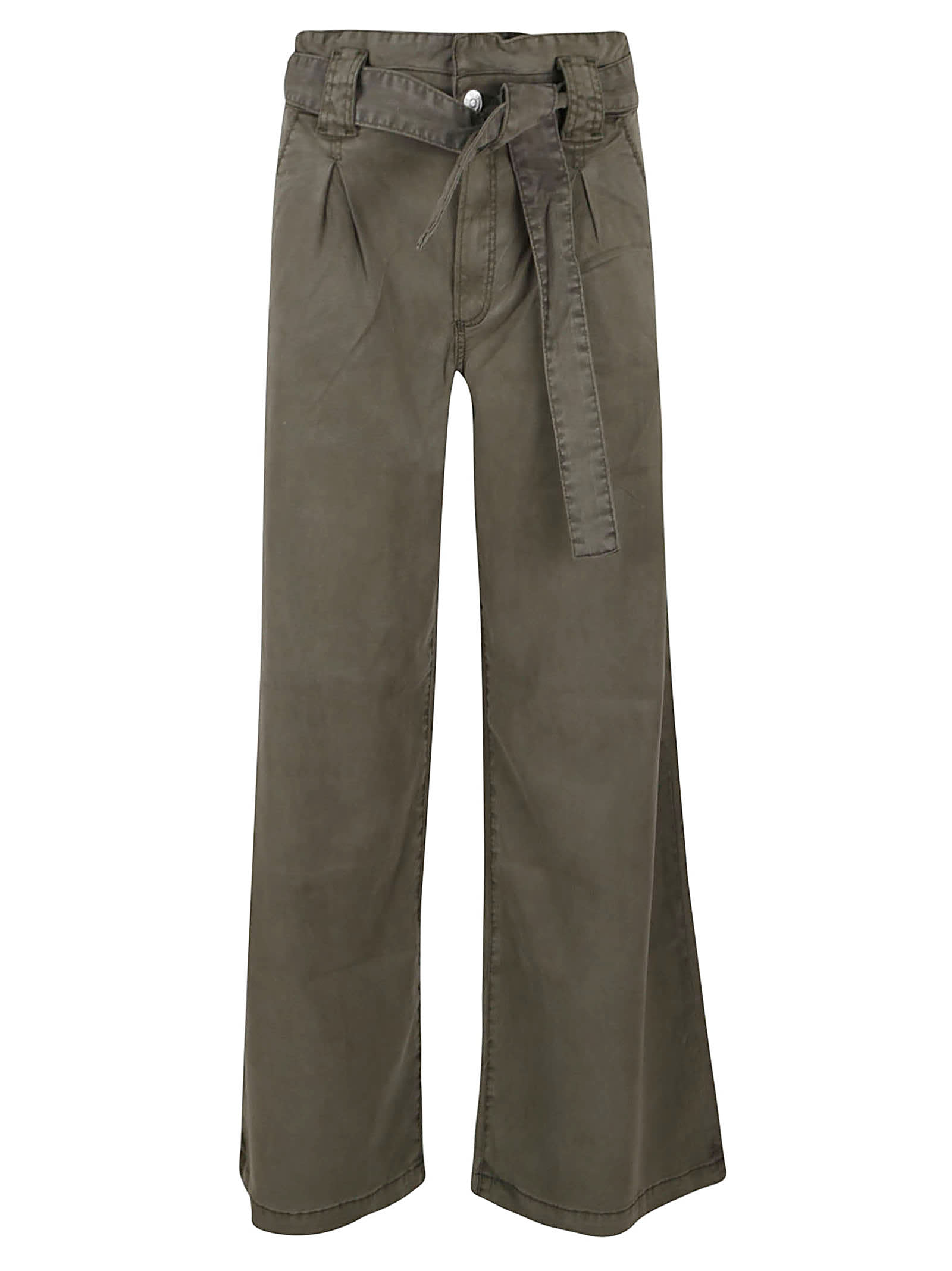 Paige Harper Wide-leg Flutter-waist Pants In Vintage Ivy Green