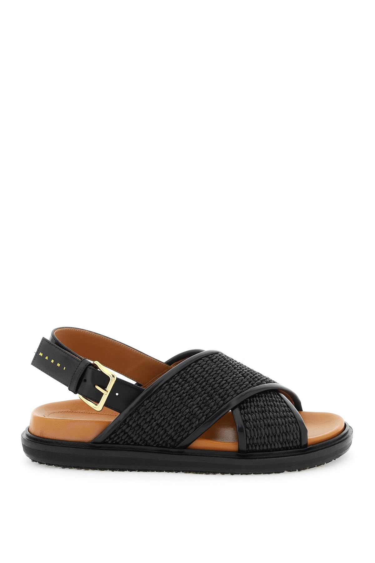 MARNI LEATHER AND RAFFIA FUSSBETT SANDALS