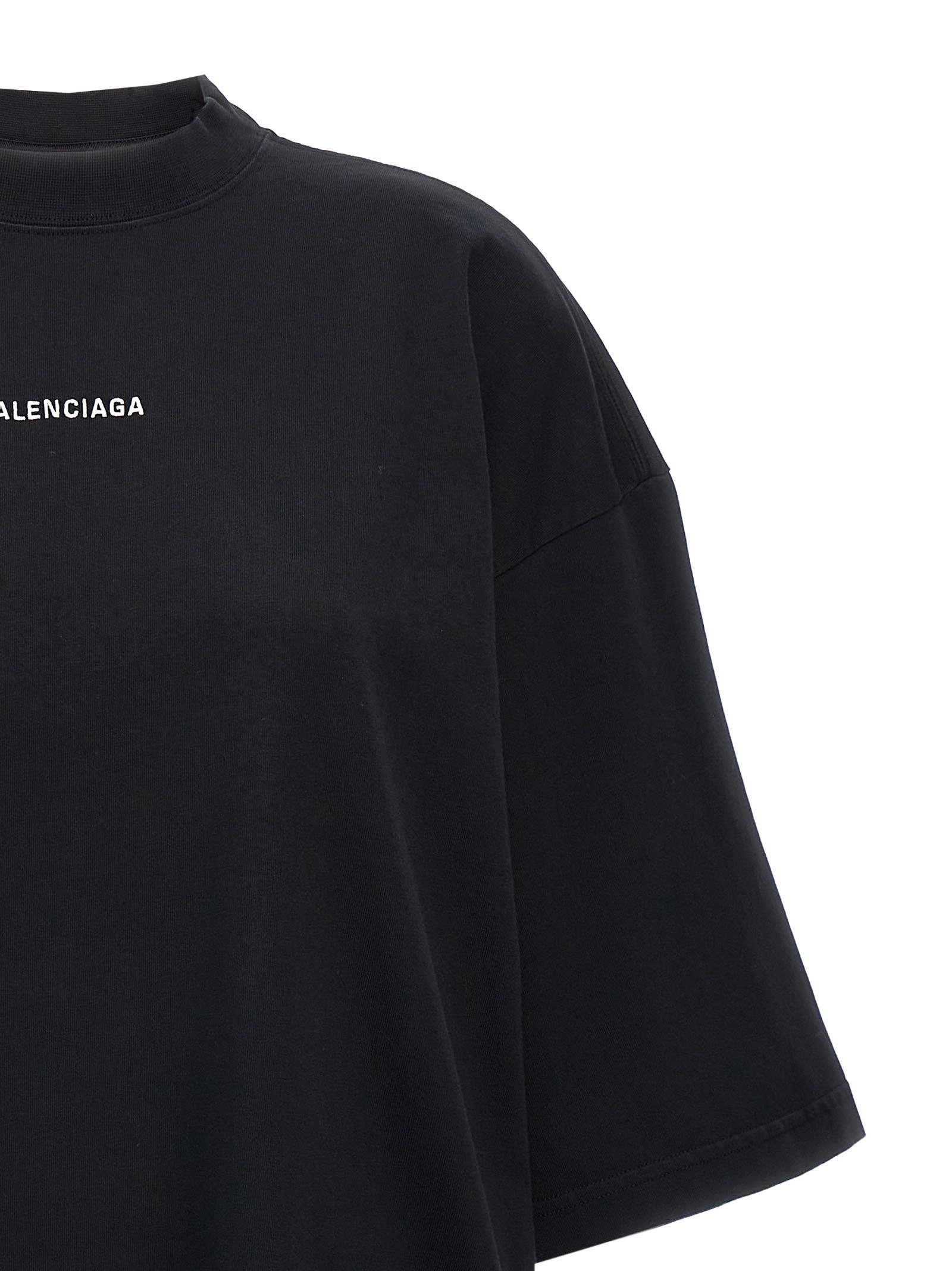 Shop Balenciaga Logo Embroidery Dress In Black