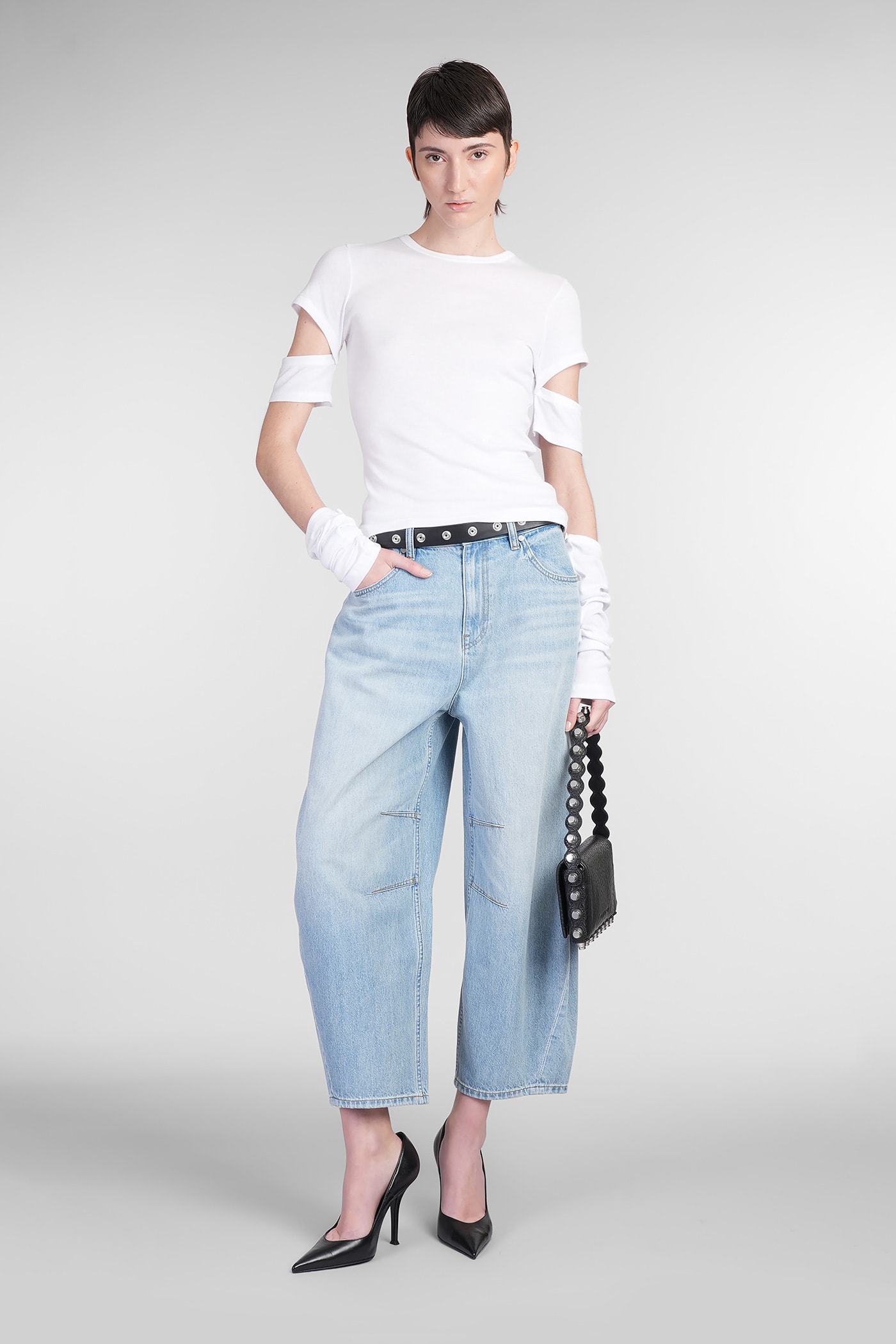 Helmut Lang "slashed Shrunken" T-shirt In White