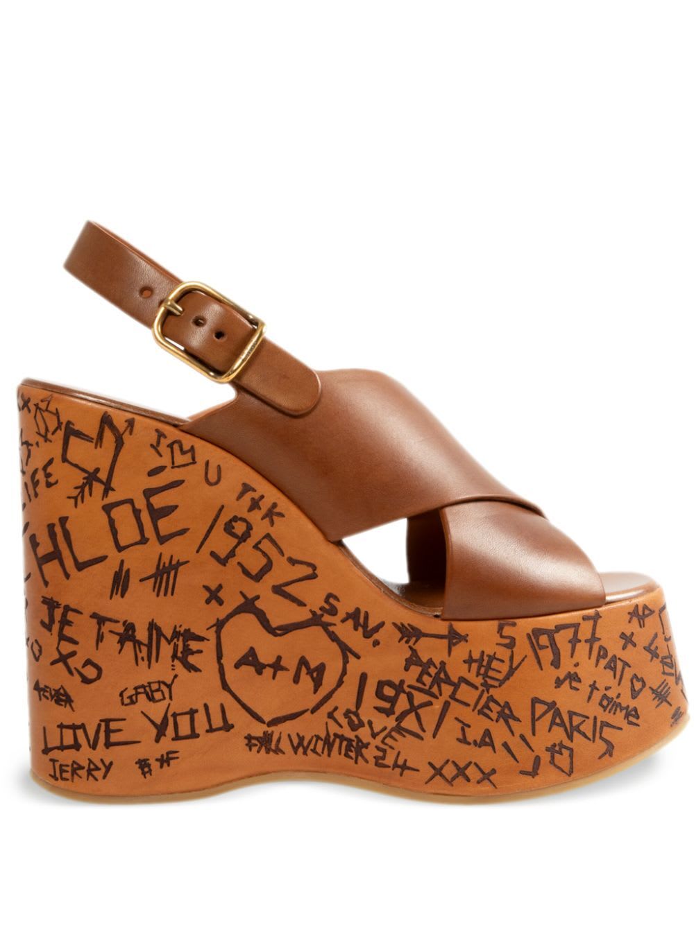 Shop Chloé Maxime High Sandals In T Ginger Brown