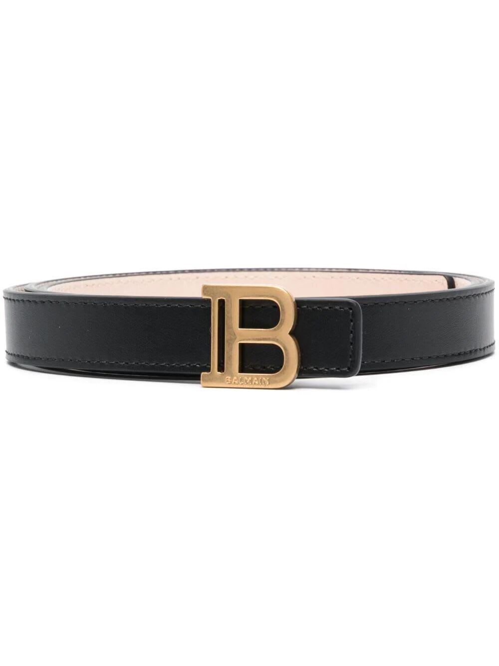 Shop Balmain Calfskin 2cm Belt In Pa Noir