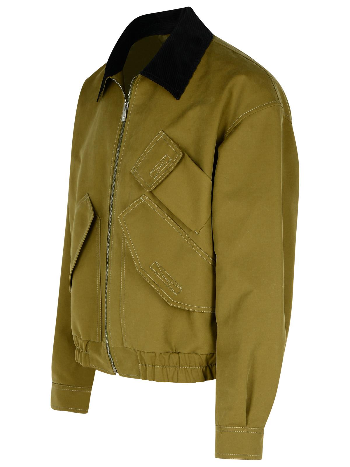 Shop Versace Bomber Jacket In Green Cotton