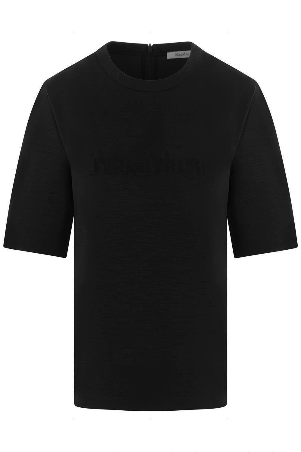 Max Mara Zip Detailed Crewneck T-shirt In Black