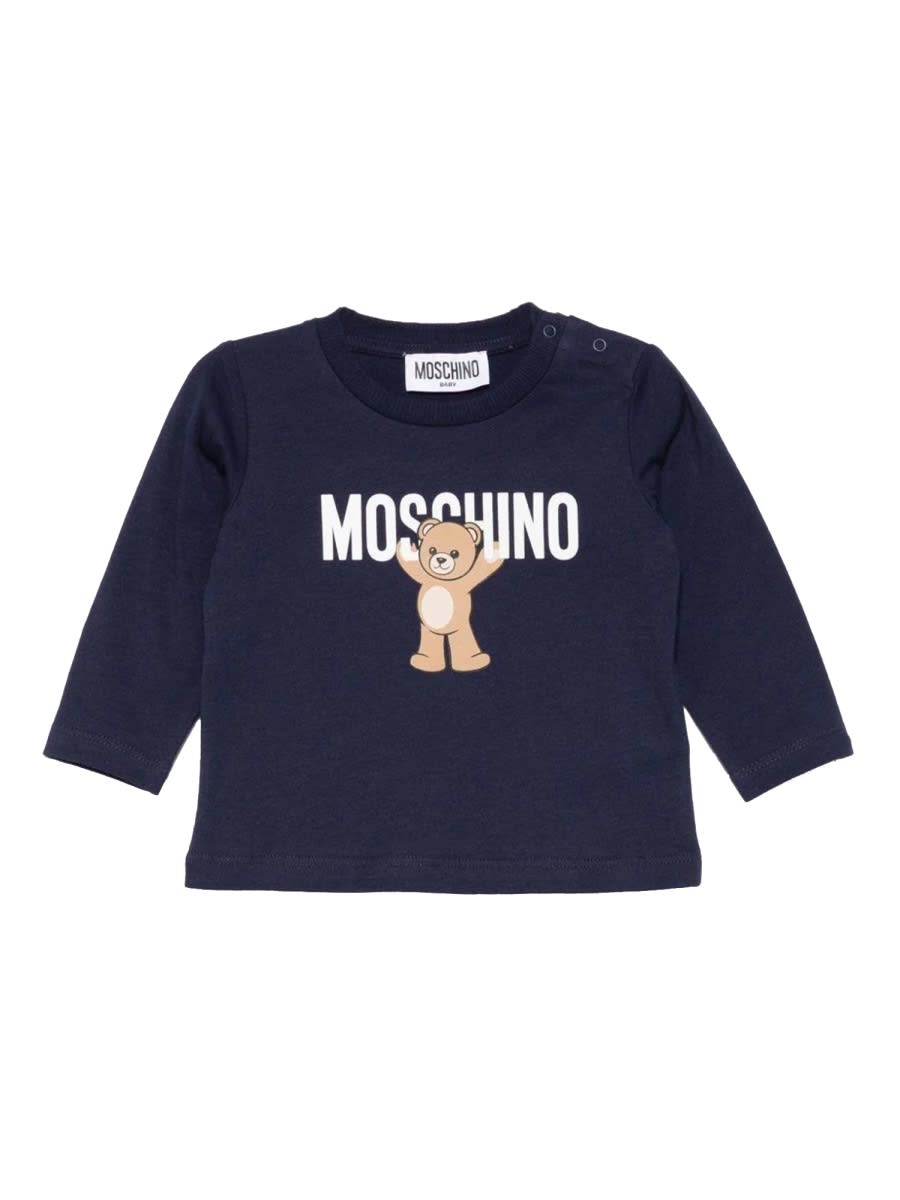 Moschino Blue T-shirt For Babykids With Teddy Bear In Blue